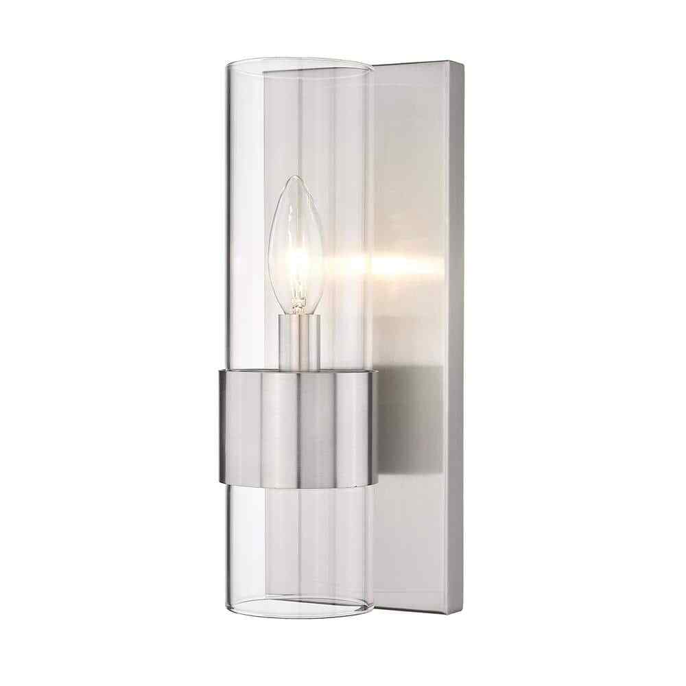 Unbranded Lawson 4.75 in. 1-Light Wall Sconce Brushed Nickel w/ Glass Shade