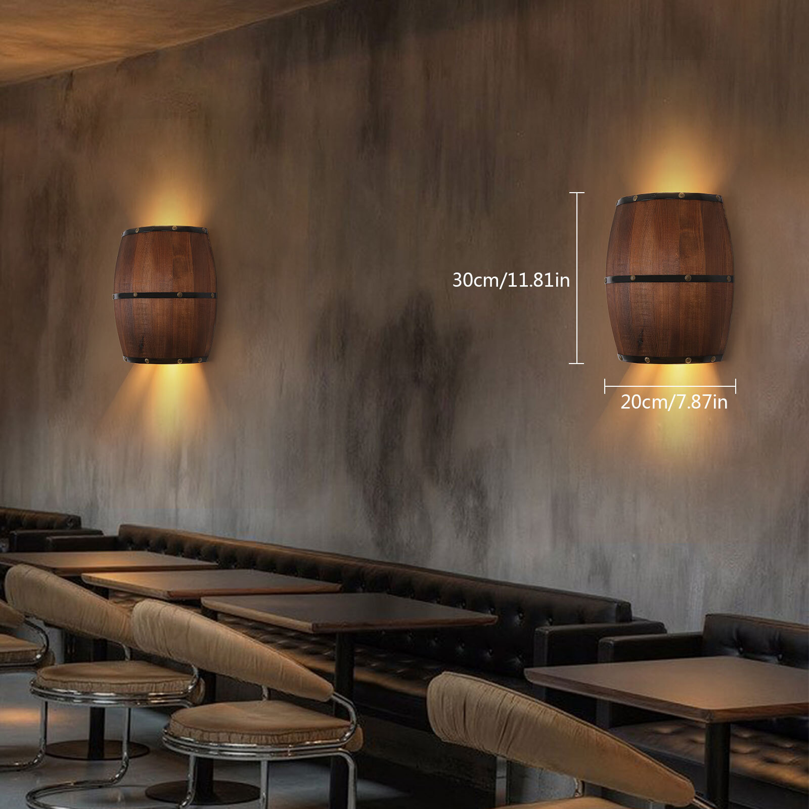 Wine barrel Wall Lamp Vintage American Country LED Light Home Restaurant Decor