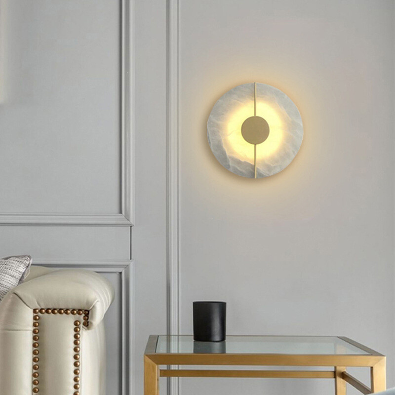 12W LED Marble Stone Wall Sconce Lamp Living Room Round Light Fixture SMD 2835