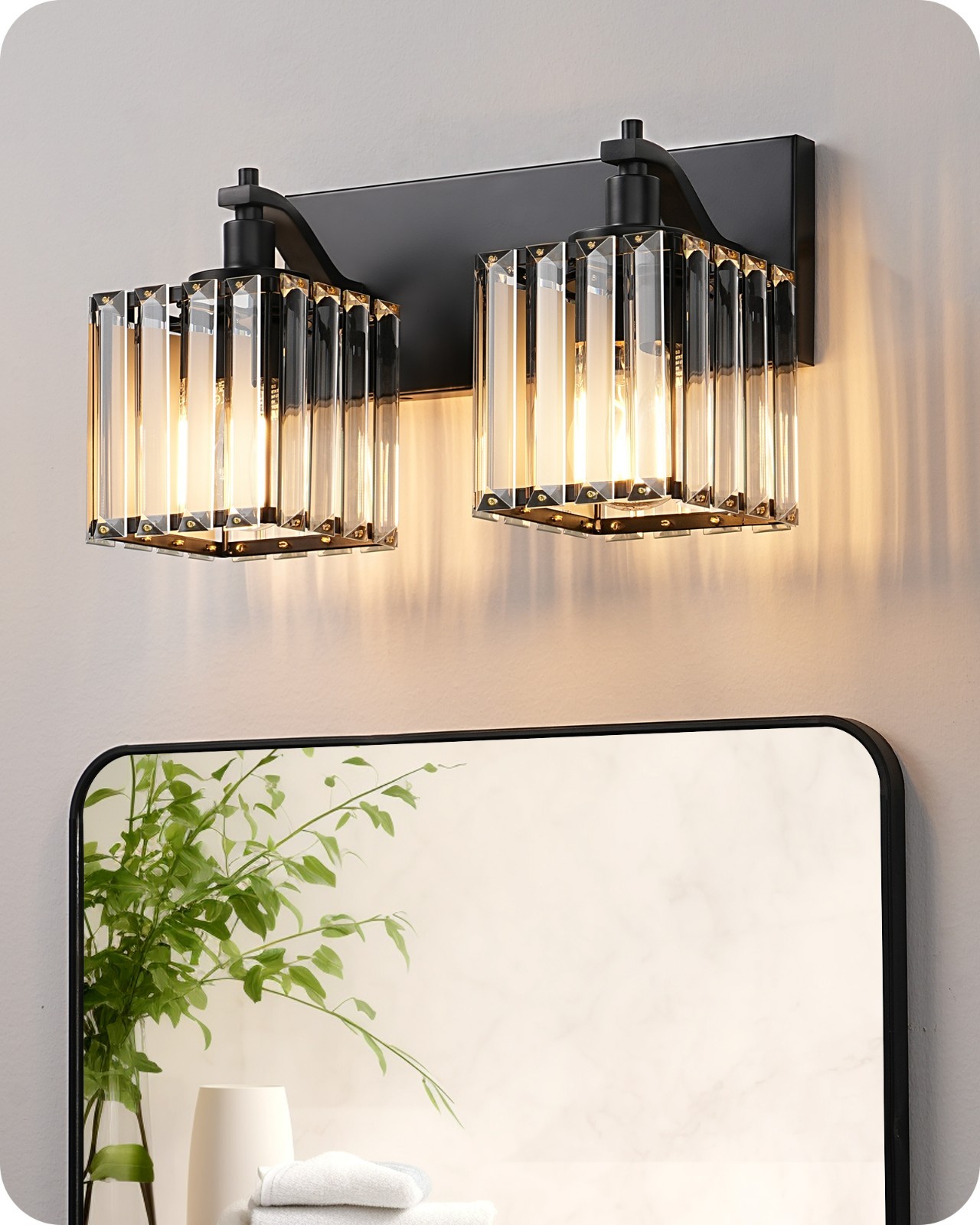 Bathroom Vanity Light Fixtures, 2 Light Crystal Bathroom Lighting Fixtures Over