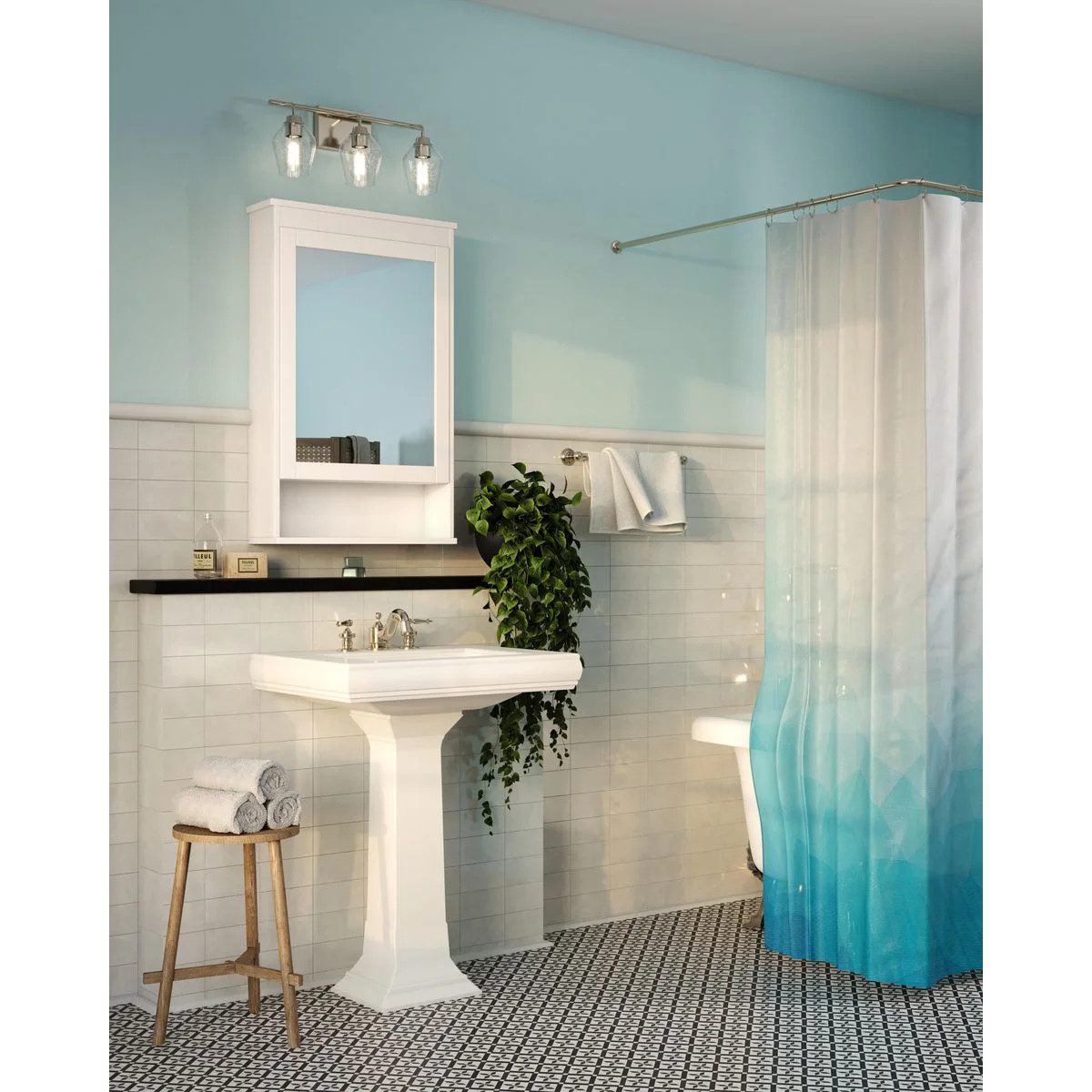 Adalyn Collection 3-Light Brushed Nickel Dimmable Vanity Light with Clear Glass