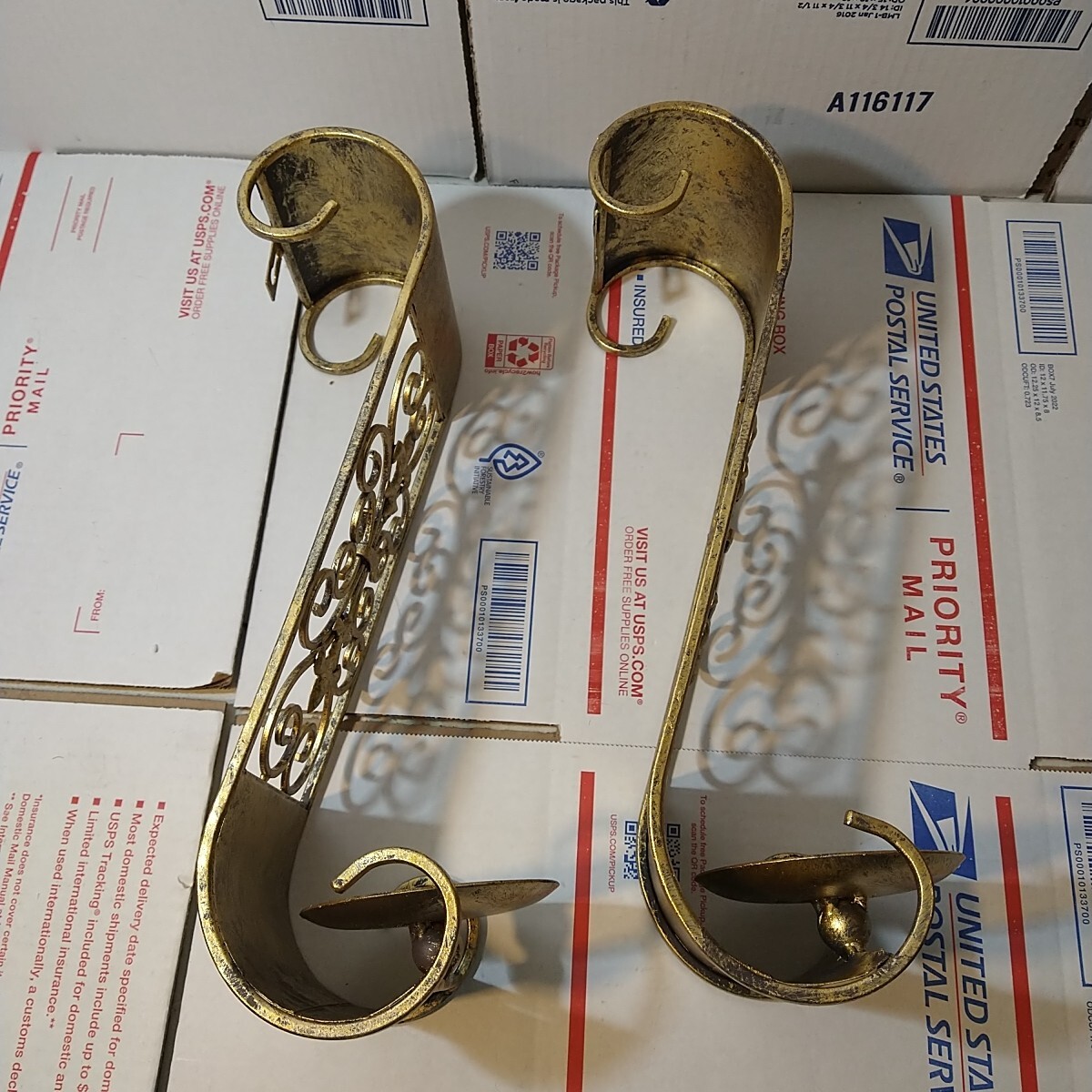 Wall Sconce Candle Holder Set of 2 Wall-Mount Candle Holder Antique Gold Style