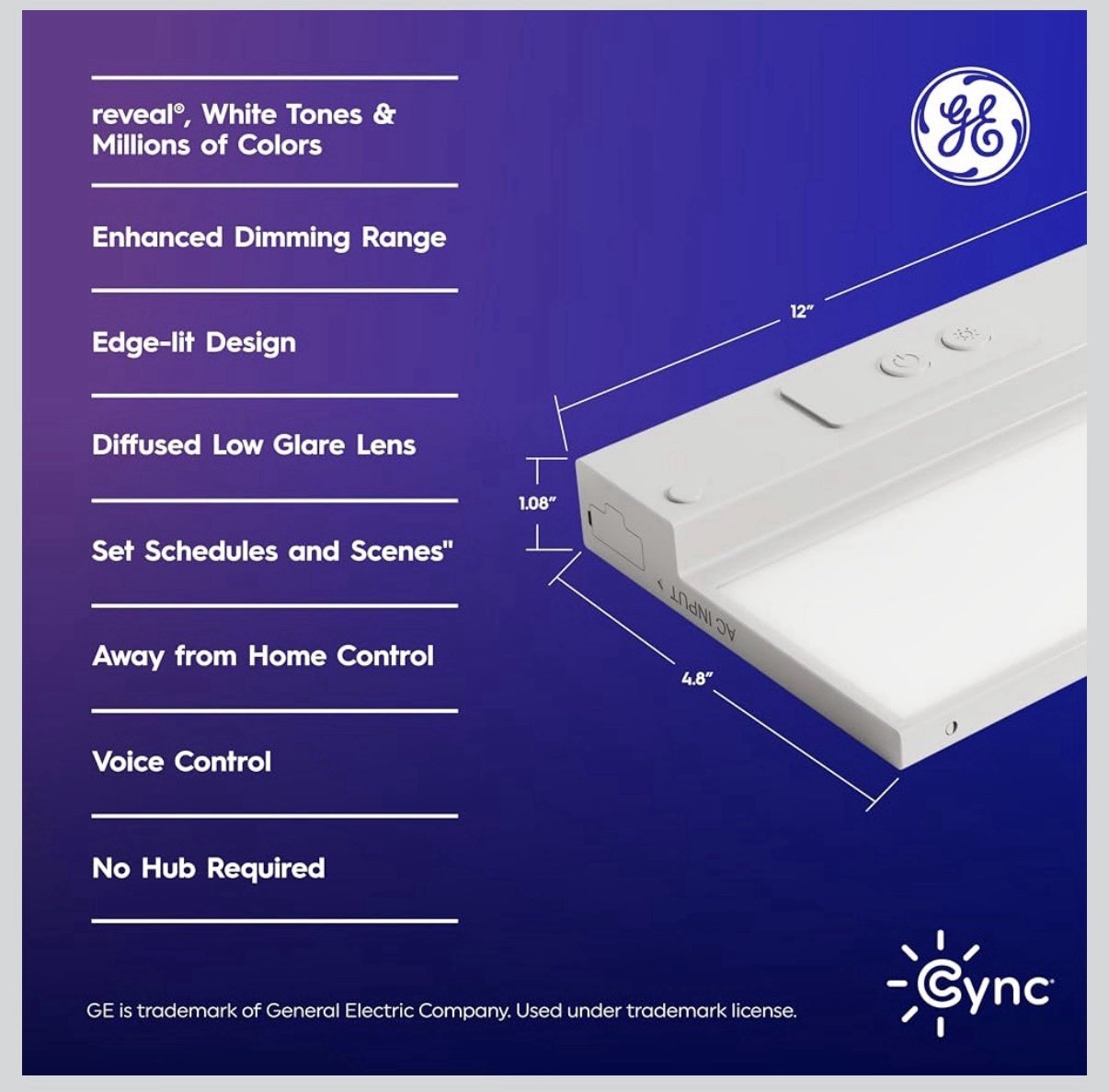 GE Cync Reveal HD+ 12in Smart Under Cabinet LED Light Bar