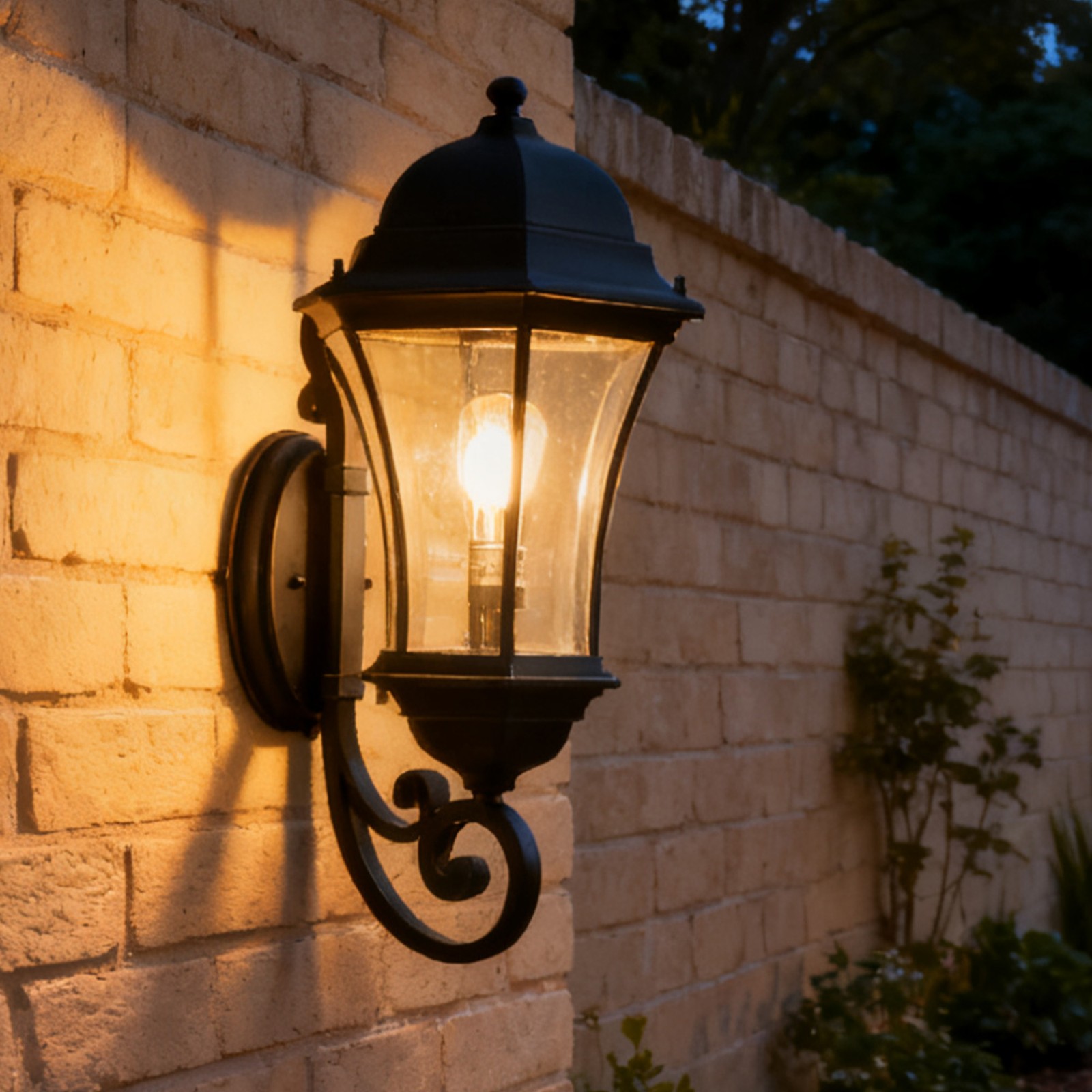 27″ Outdoor Wall Light Dusk to Dawn Porch Sconce Exterior Aluminum Fixture Black