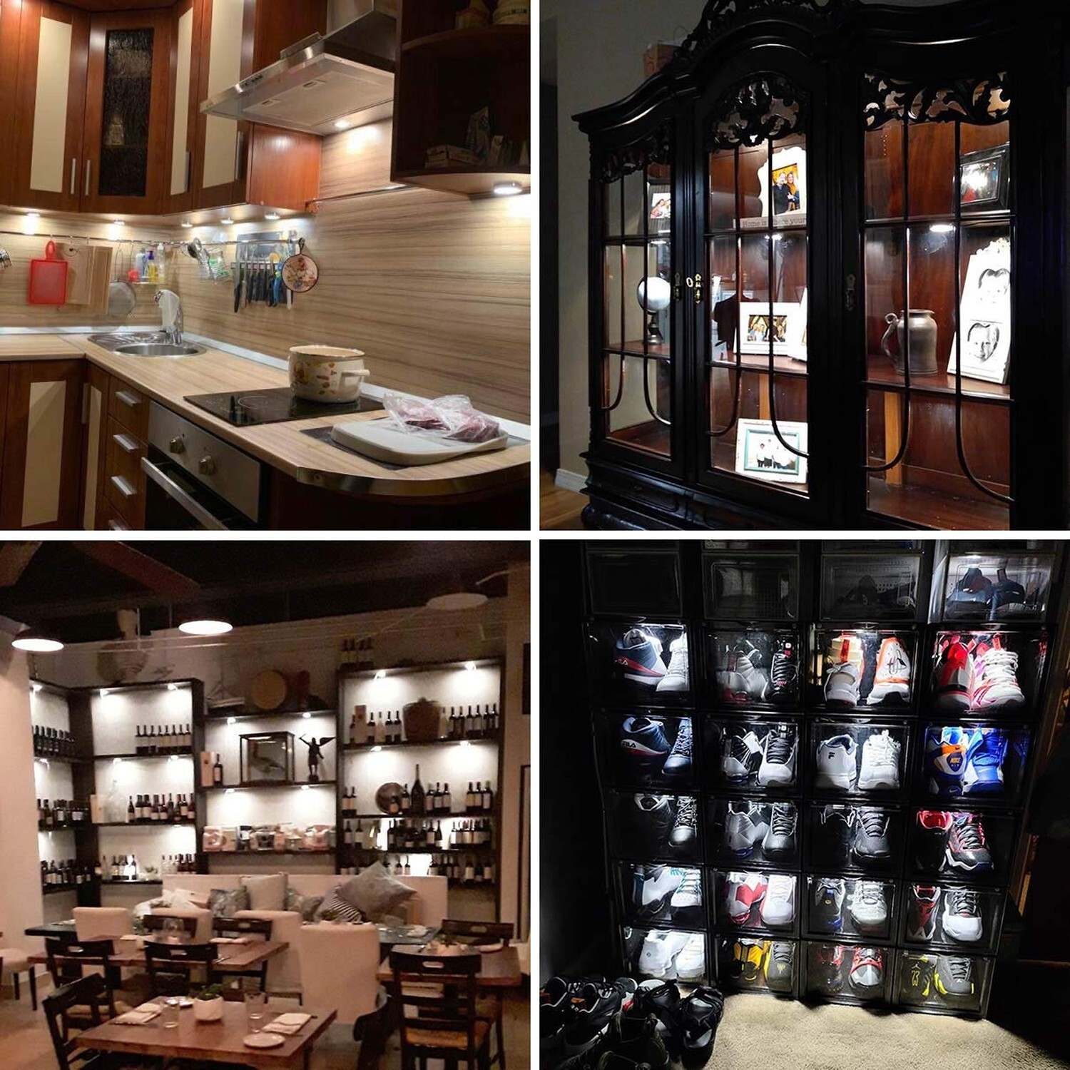 Display Cases Lighting Kit, Linkable Round LED Under Cabinet Puck Lights, 0.3…