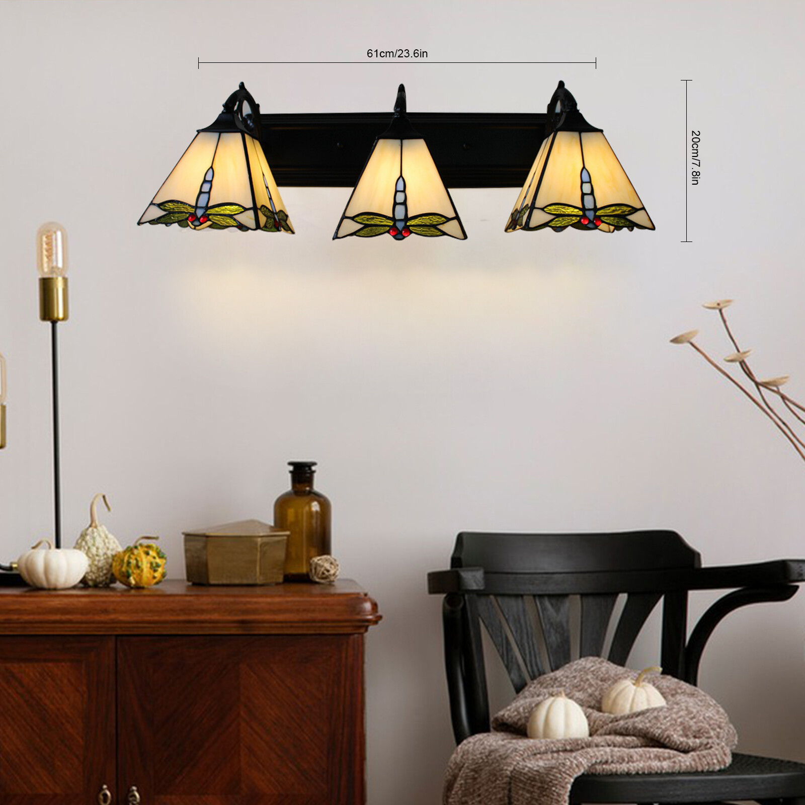 Light Fixtures Wall Sconce Lamp Tiffany Style Vintage Stained Glass Wall Mounted