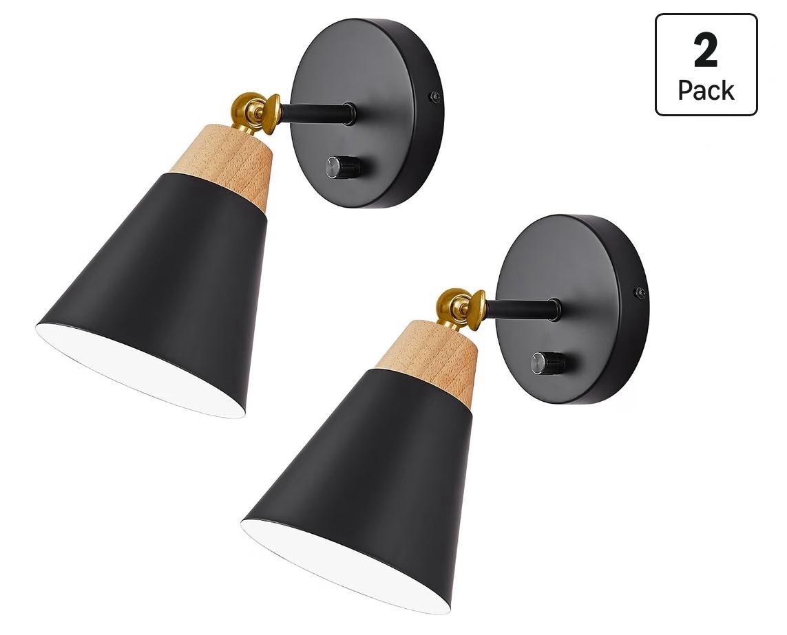 Wall Sconce Set of 2, Wall Sconce Lighting Fixture with Metal Shade, Rotary S…