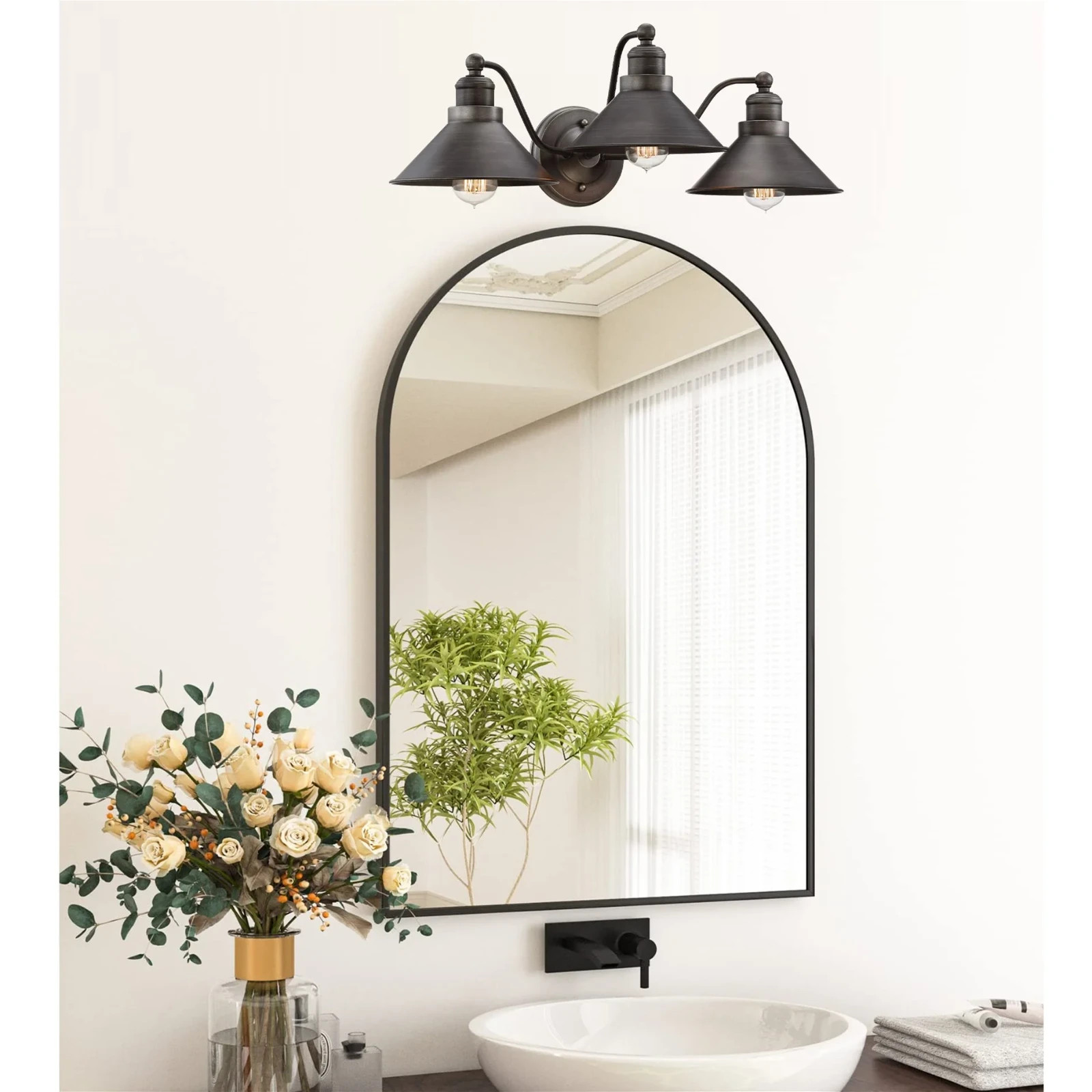 Kira Home Welton 25.5″ 3-Light Modern Farmhouse Bathroom Light BN/PN/BDB
