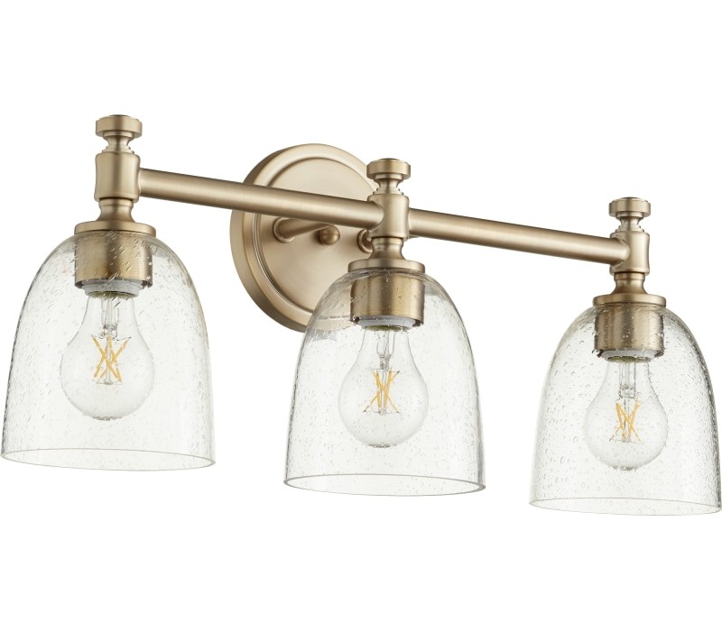 Quorum 5122-3-280 Rossington Vanity, 3-Light 300 Total Watts, Aged Brass