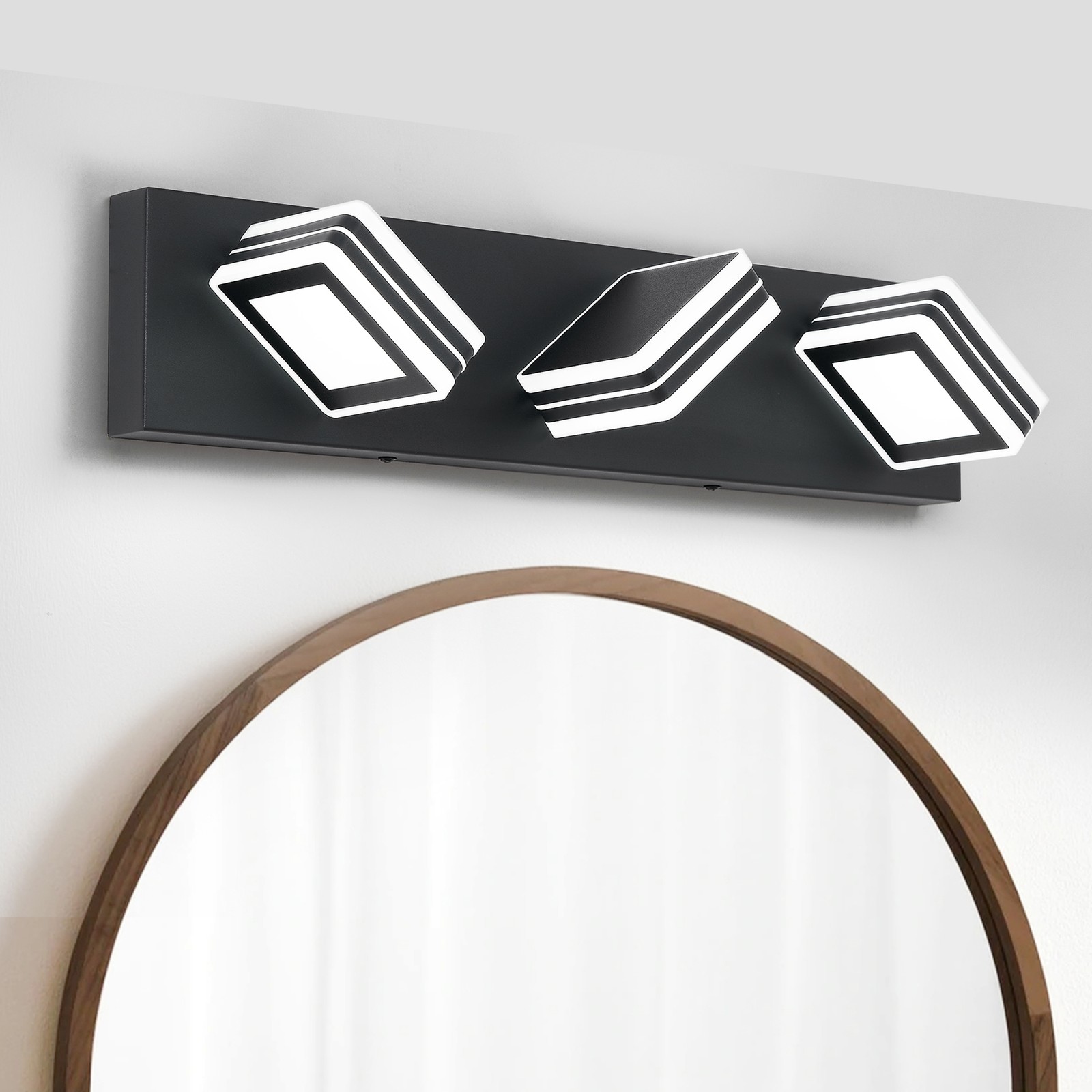 20 Inch 3 Lights Black Vanity Light Bathroom Mirror Sconce Modern LED Wall Lamp