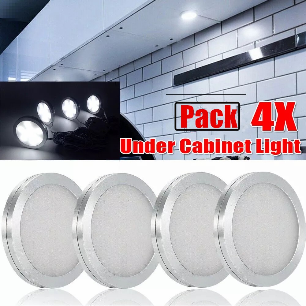 4pcs 12V LED Ceiling Light Round Lamp Fixtures Downlight Home Caravan Cool White