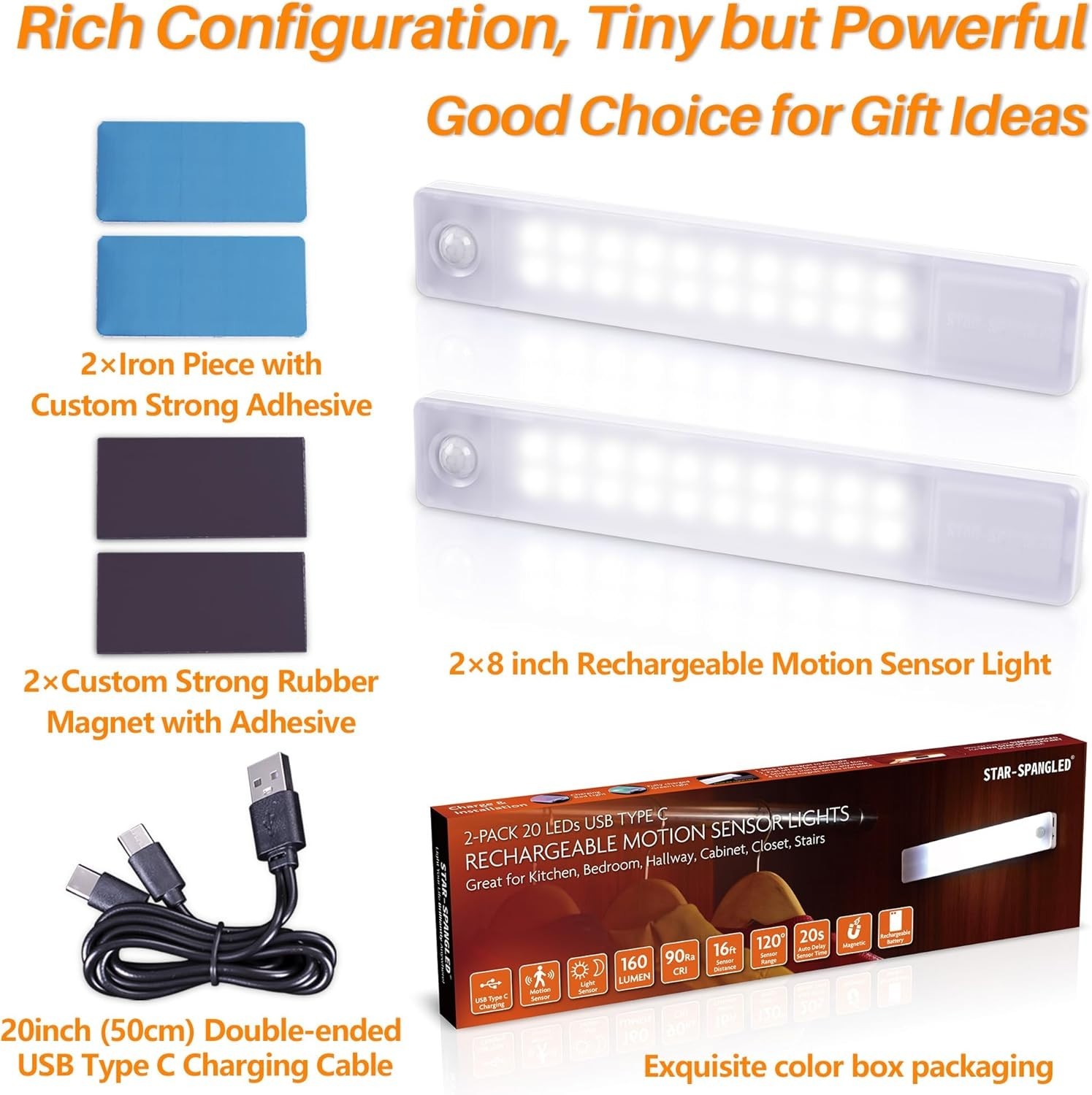Cool White 2 Pack: 8-Inch Magnetic Motion Sensor Lights for Modern Home Spaces