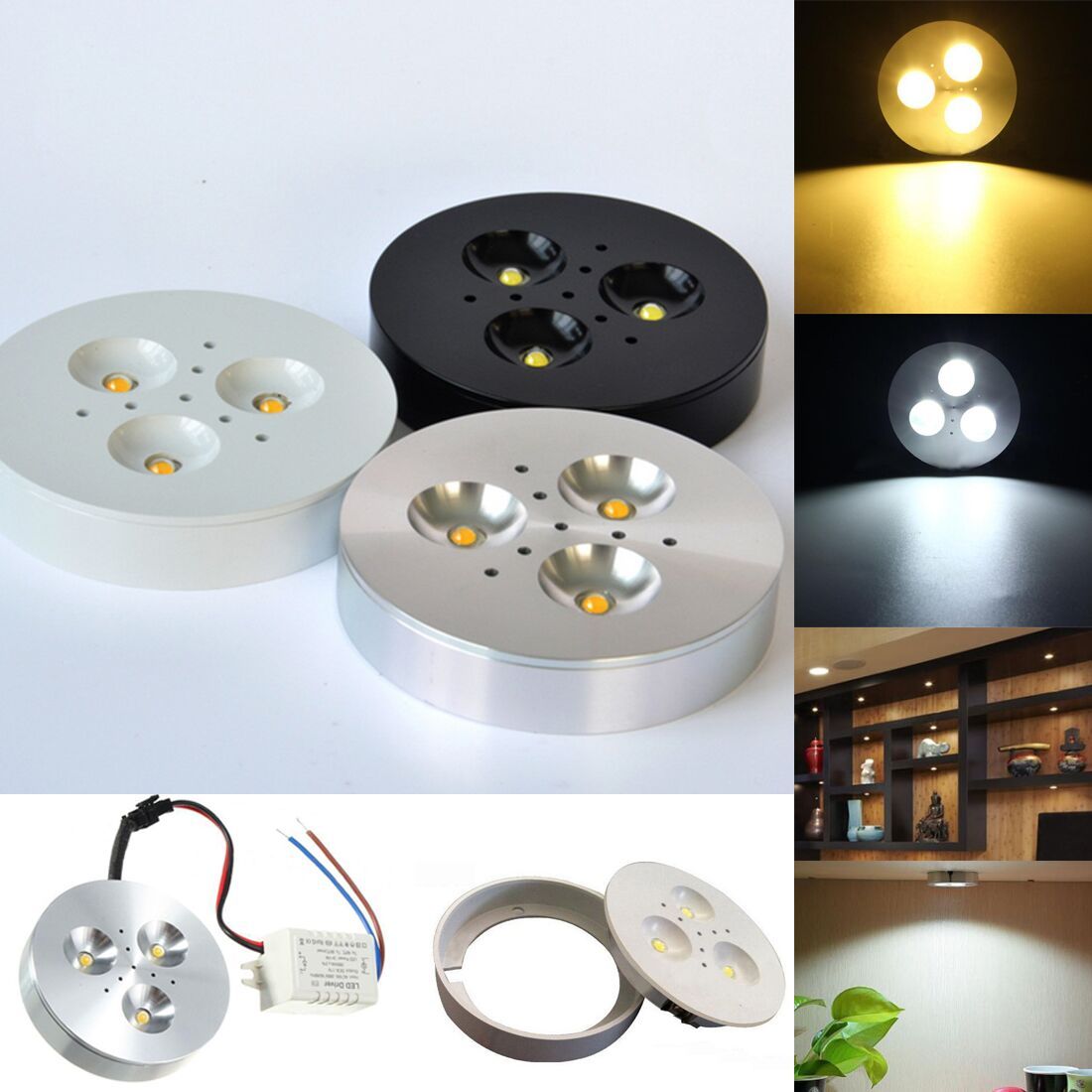 3W Kitchen LED Under Cabinet Lighting Ceiling Light Lamp White/Warm AC85-265V SP