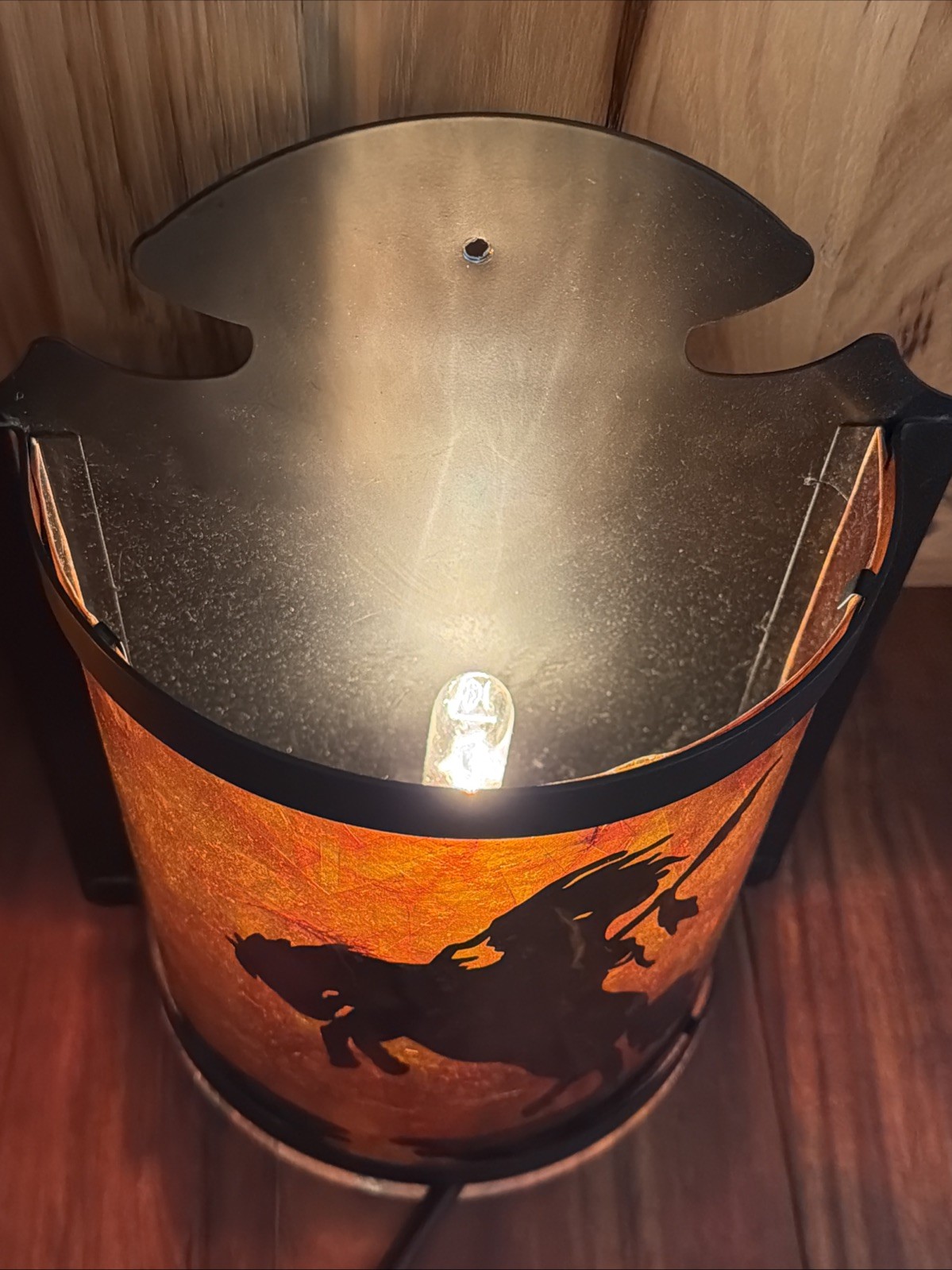 Vintage Western Plug In Sconces Pair Cowboy Lasso & Native American Silhouette