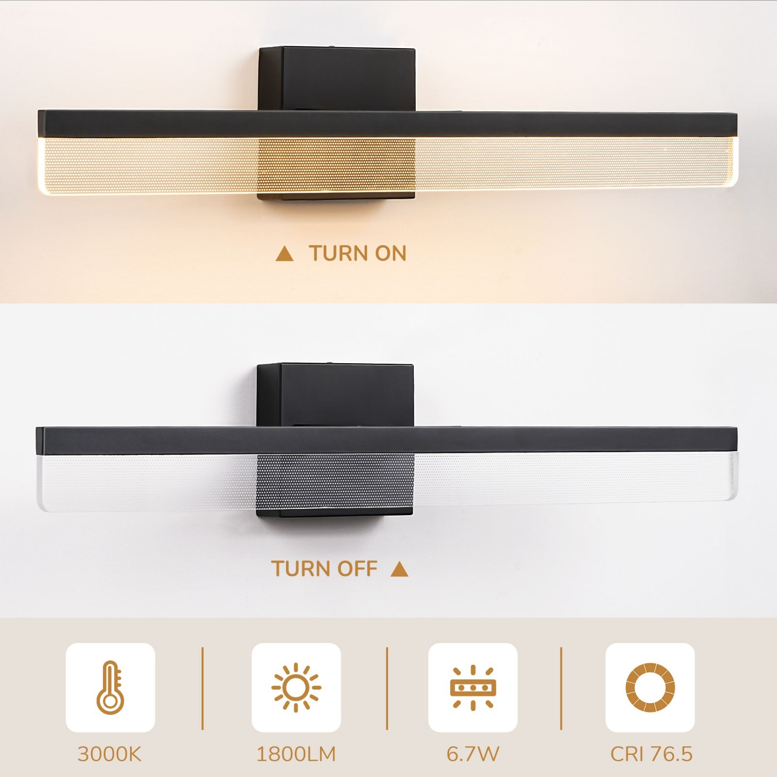 EDISHINE 24in Recessed Style Sconce in Satin Black, Dimmable, Adjustable