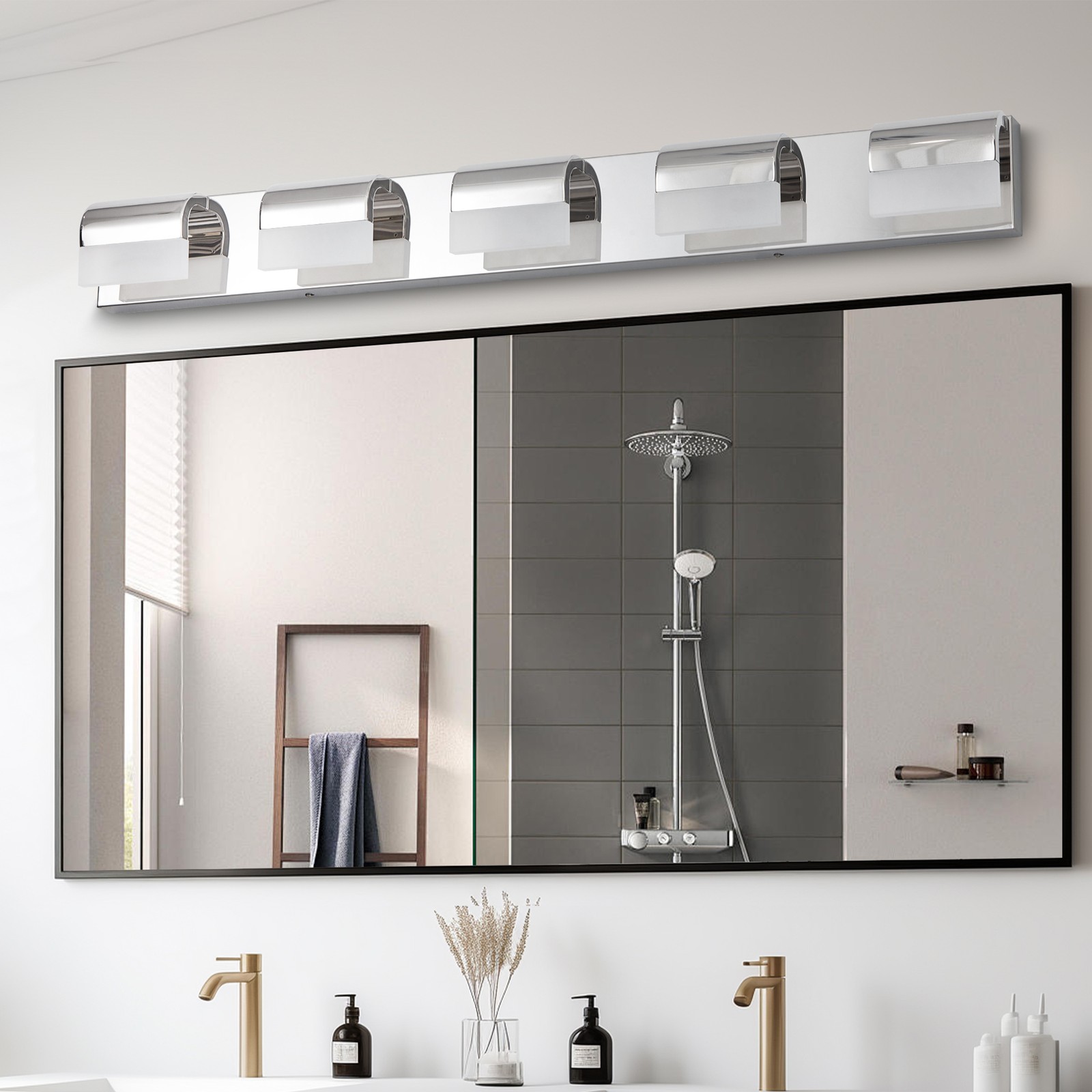 38″ 5 Lights LED Vanity Light Silver Sconce Bathroom Mirror Wall Lamp Fixture UL
