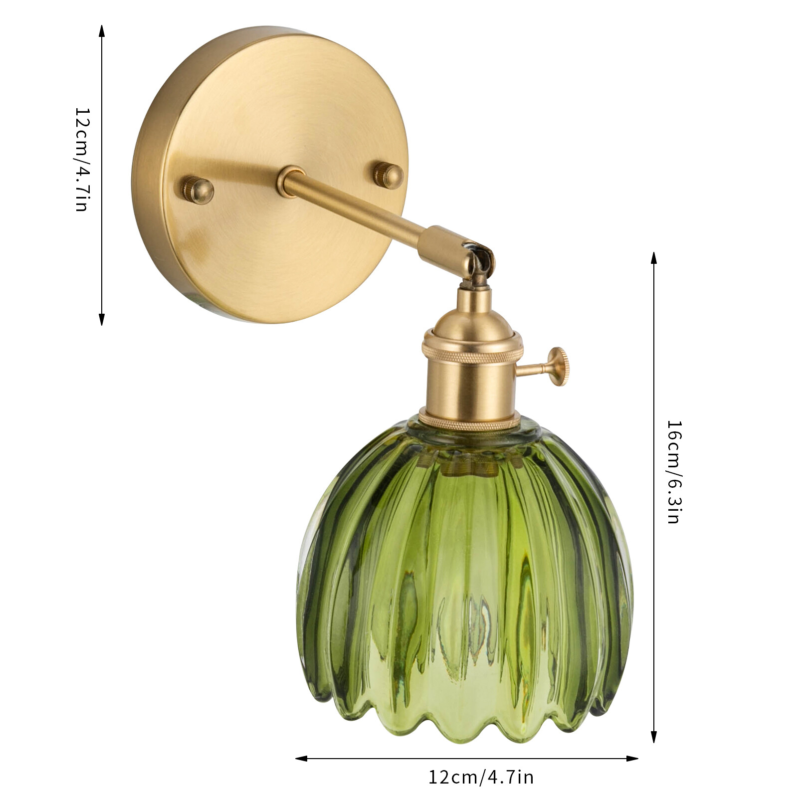 Nordic Green Metal Bedroom Wall Lamp Flower Glass Shape Wall Sconce Light USA