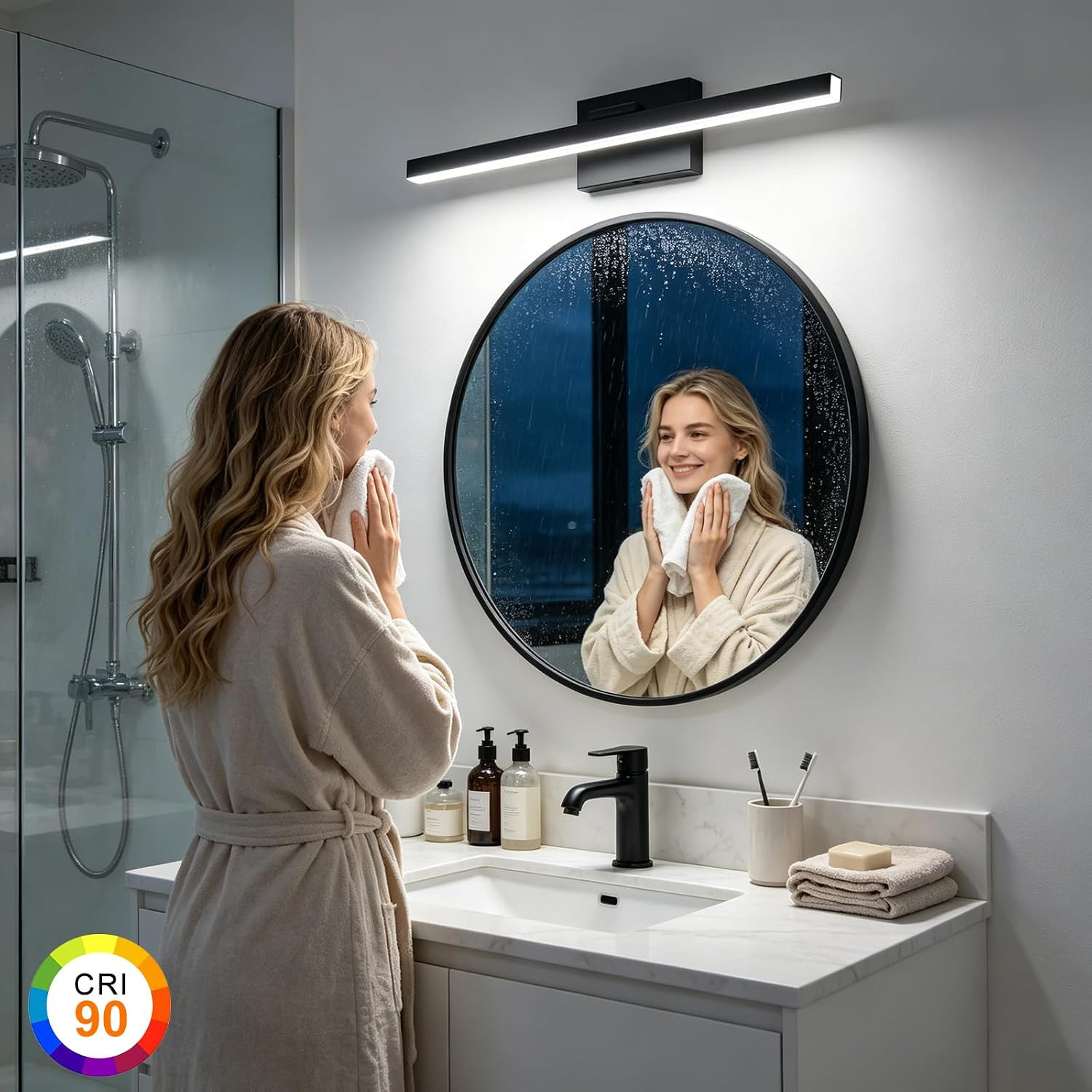 Modern Bathroom Vanity Light 24 Inch, Rotatable, 16W Dimmable Led Bathroom Light