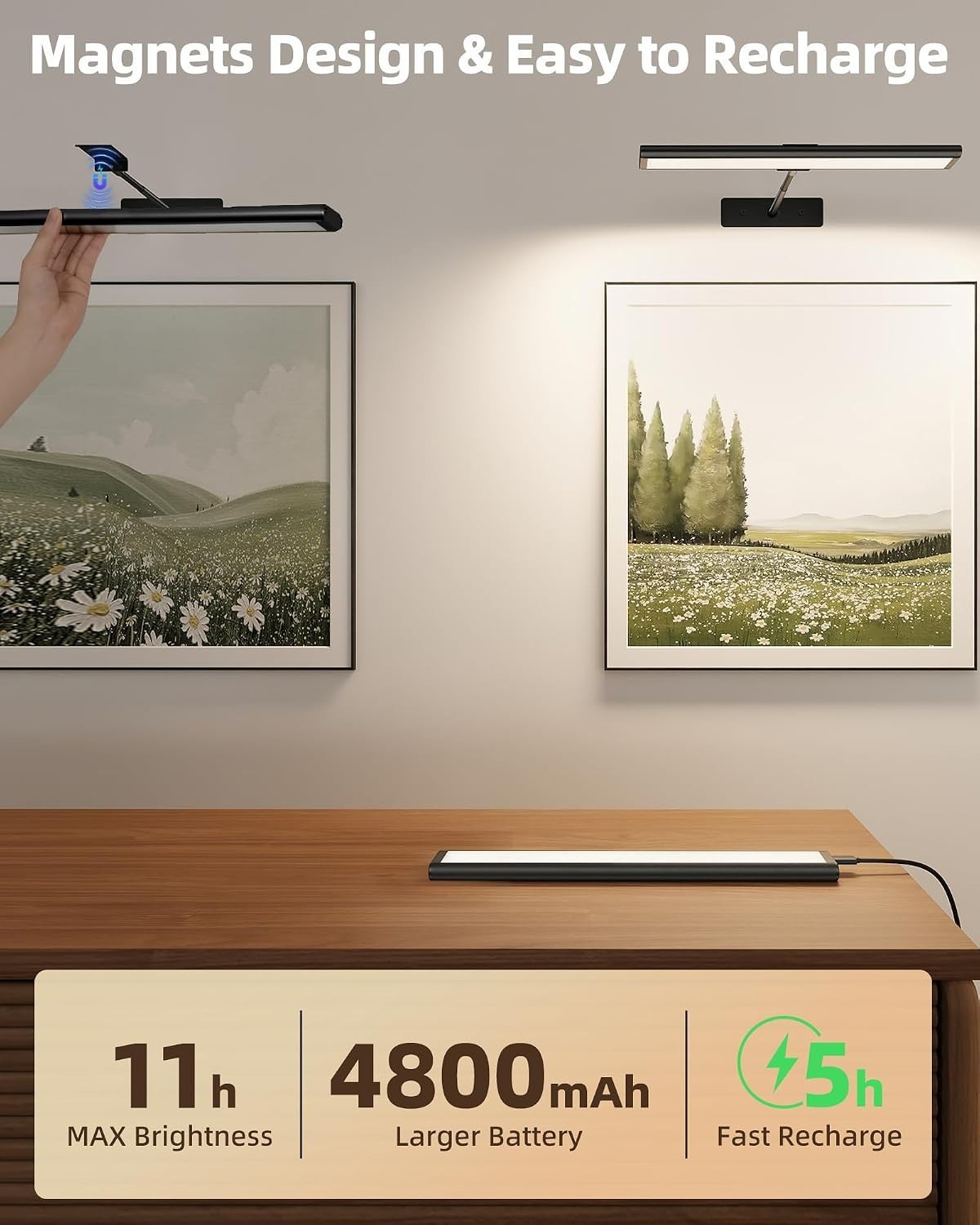 Elegant 16» Adjustable Color Temperature LED Light for Artwork in Living Spaces