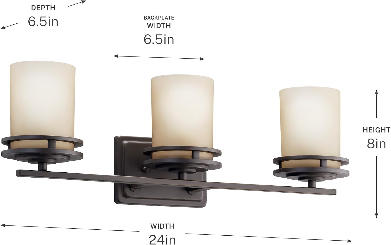 Hendrik 24 in. 3-Light Olde Bronze Contemporary Bathroom Vanity Light with Light