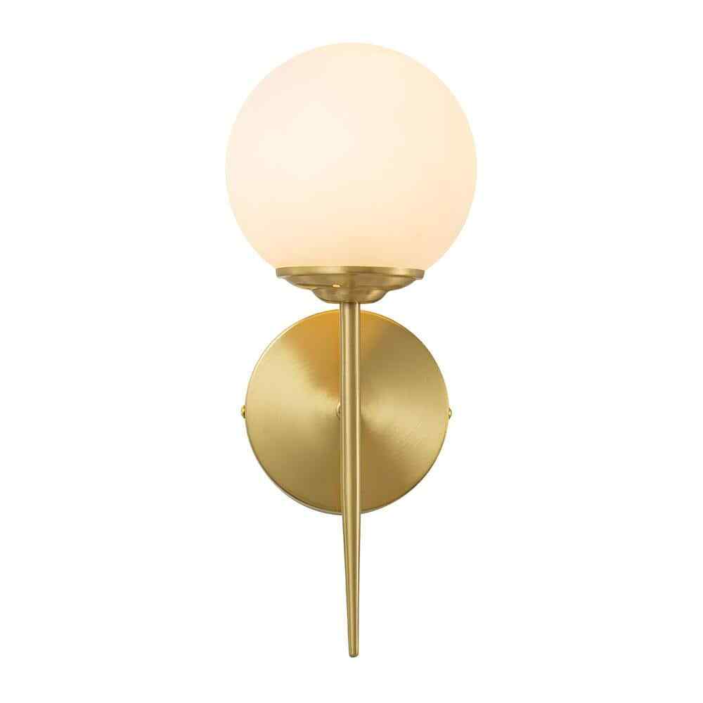 Unbranded 5.4 in. 1-Light Brass Armed Sconce Wall Sconce with White Glass Shade