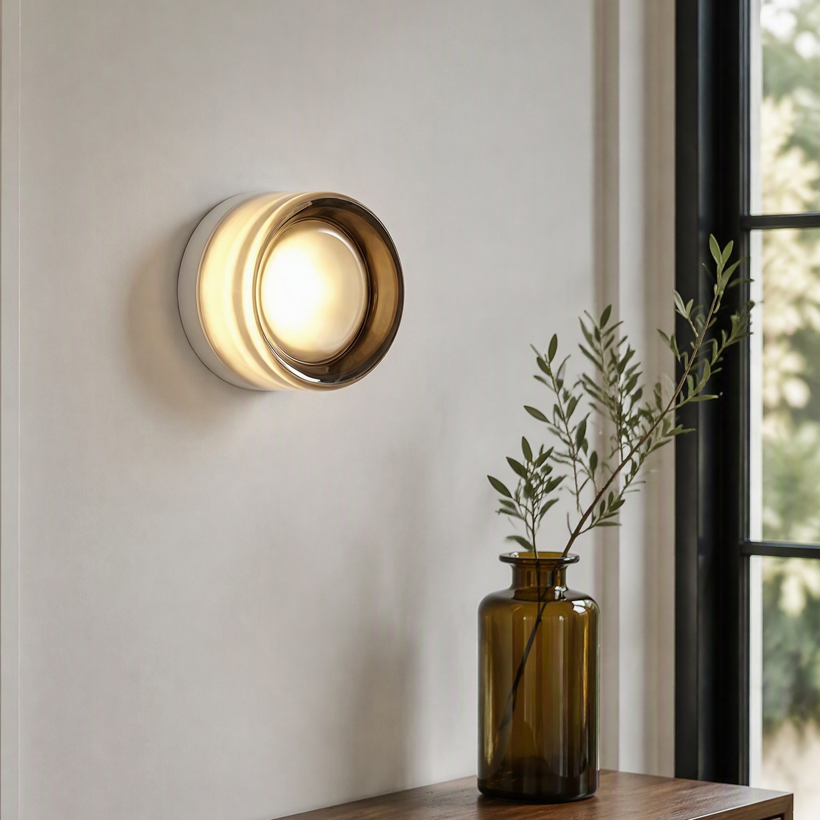 5″ LED Wall Lamp Smoky Gray Thick Glass Ceiling Light Bedroom Sconce Fixture 8W