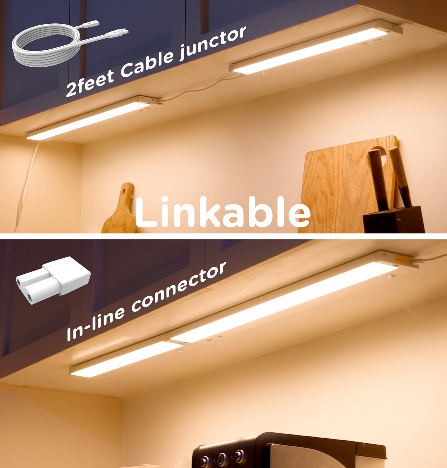 24 Inch Under Cabinet Lighting Plug in, 14W 120V 3 Color 3000K/4000K/5000K, 3…