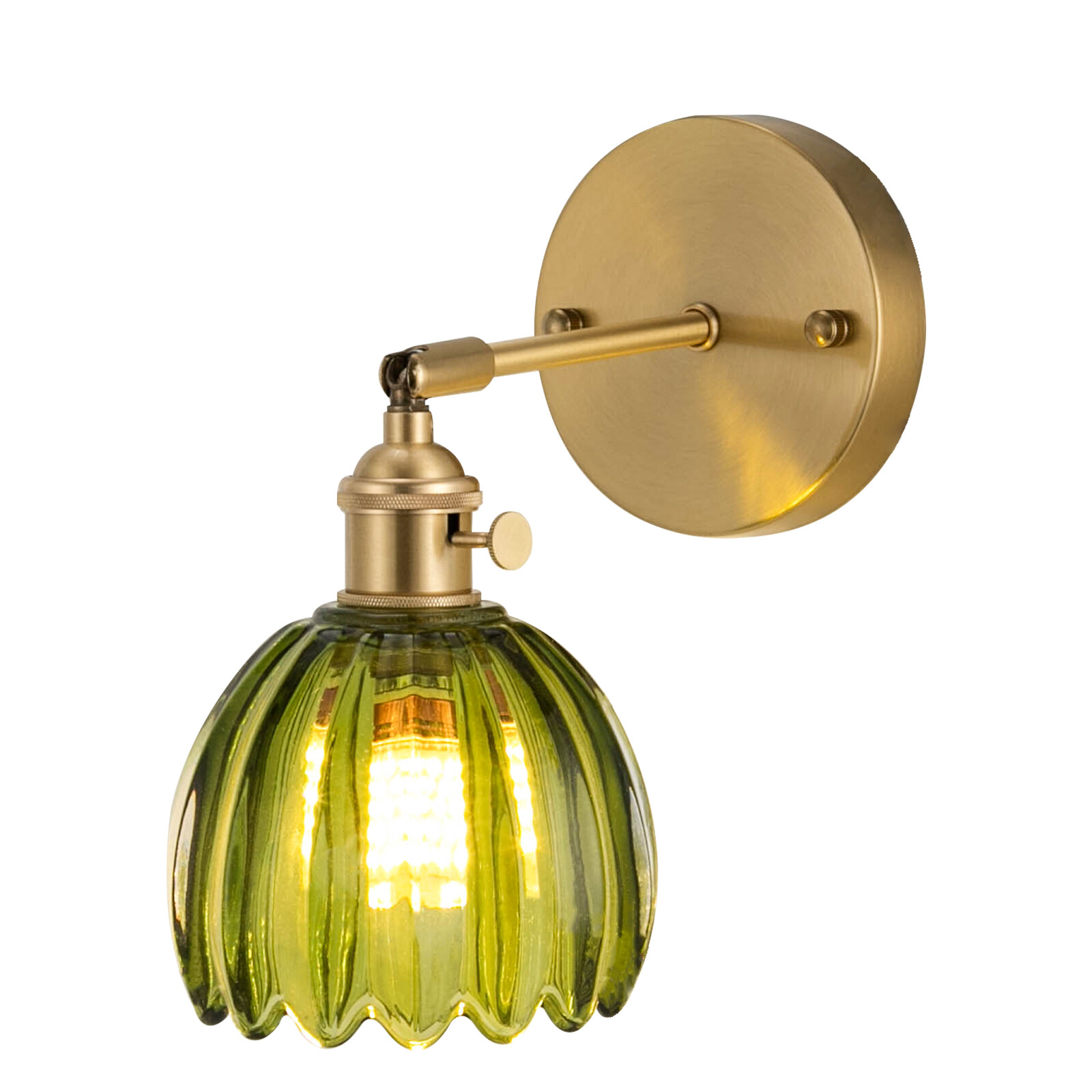 Nordic Green Metal Bedroom Wall Lamp Flower Glass Shape Wall Sconce Light USA
