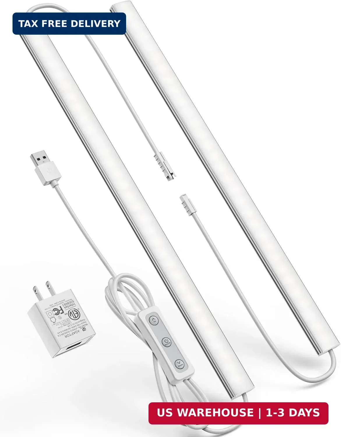 Plug-In under Cabinet Lighting, Dimmable Counter Lights for Kitchen, 2Pcs 12 Inc