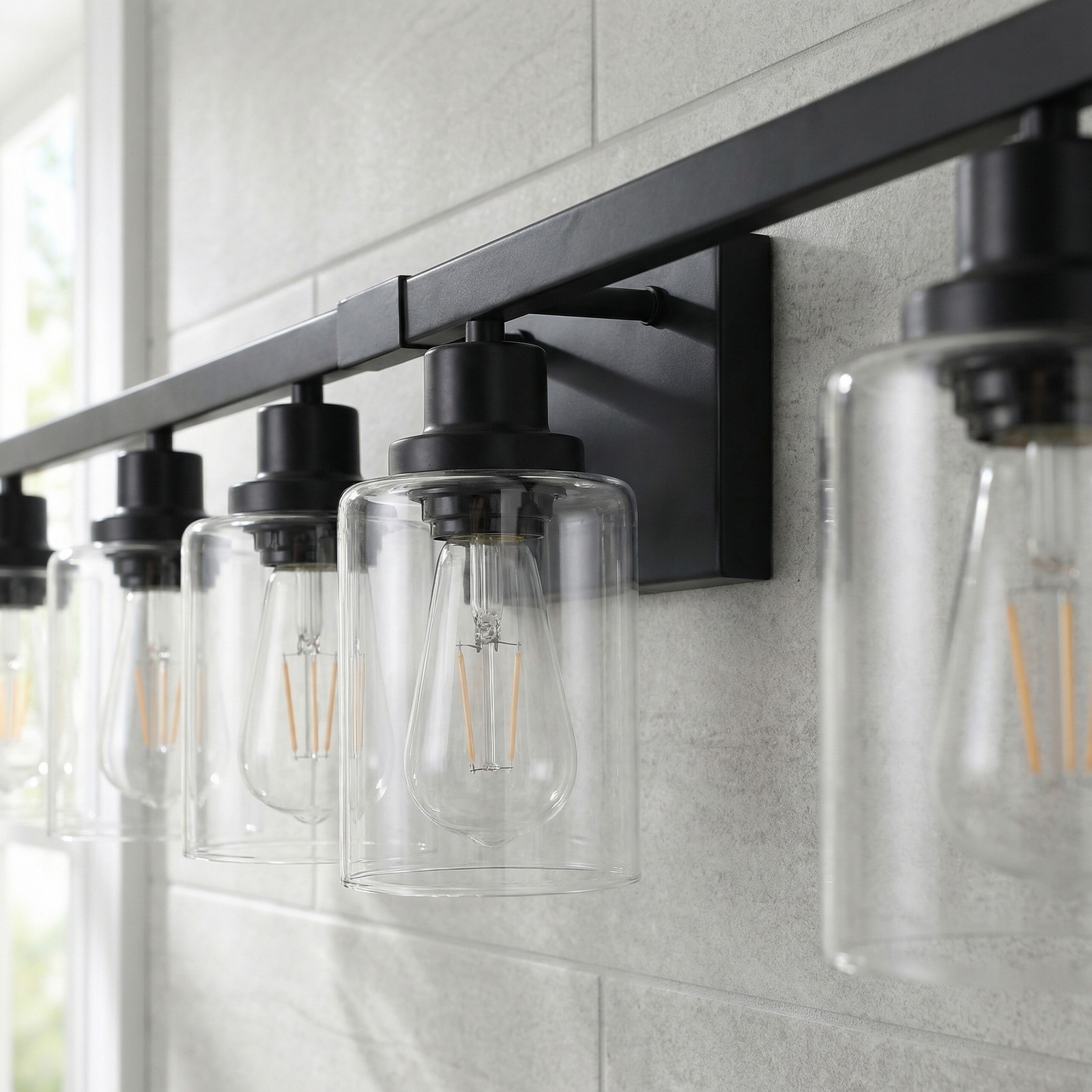 Vanity Light 51 inch Modern Black 8-Lights Wall Sconce Bathroom Mirror Fixture