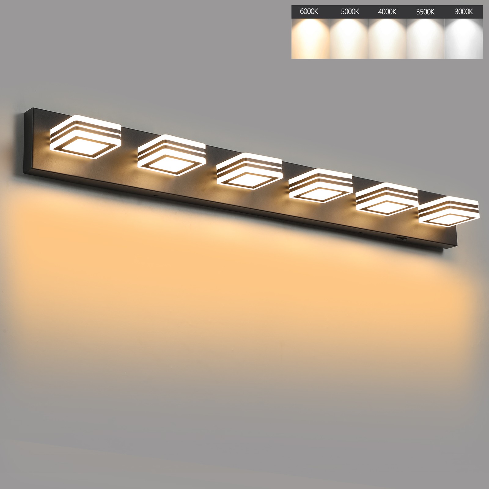 39 Inch LED Vanity Light 6 Lights 5CCT Sconce Bathroom Mirror Wall Lamp Fixture