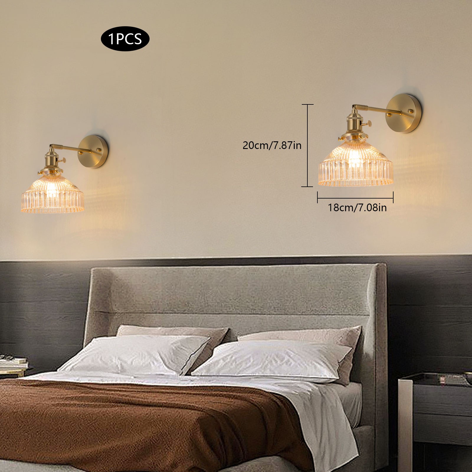 Gold Round Wall Lamp with E27 Lamp Holder 110-220V for bedrooms, living rooms