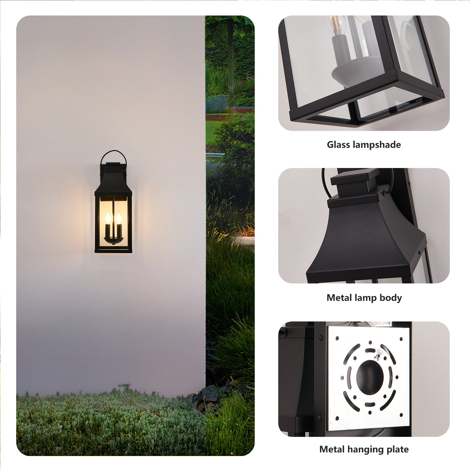 Black LED 2 Pack 20» Outdoor Wall Light Modern Porch Front Door Sconce Fixture