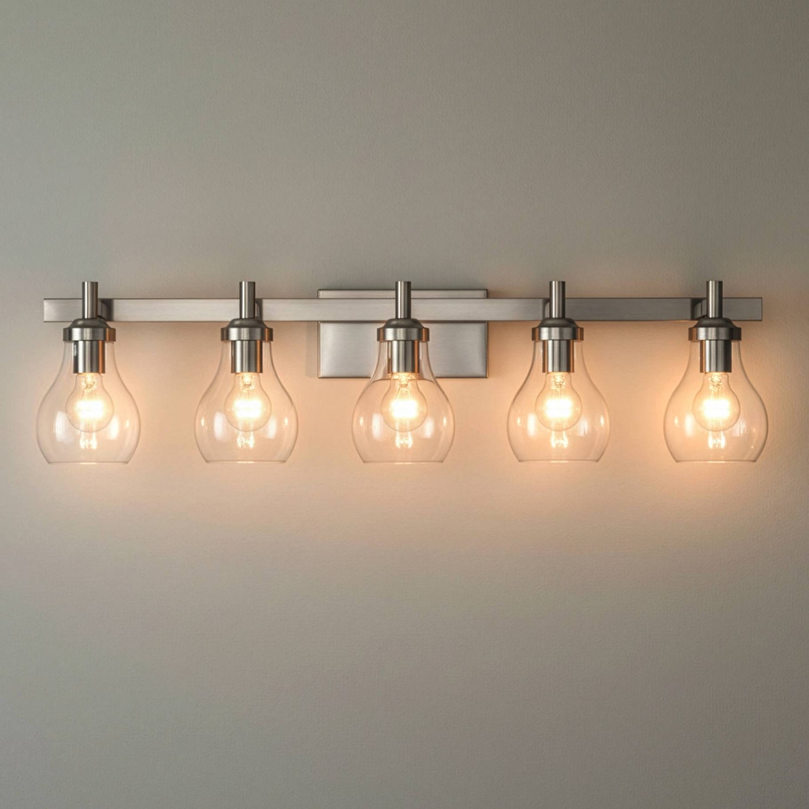Possini Euro Danvers 35 1/4″W Brushed Nickel 5-Light Bath Light