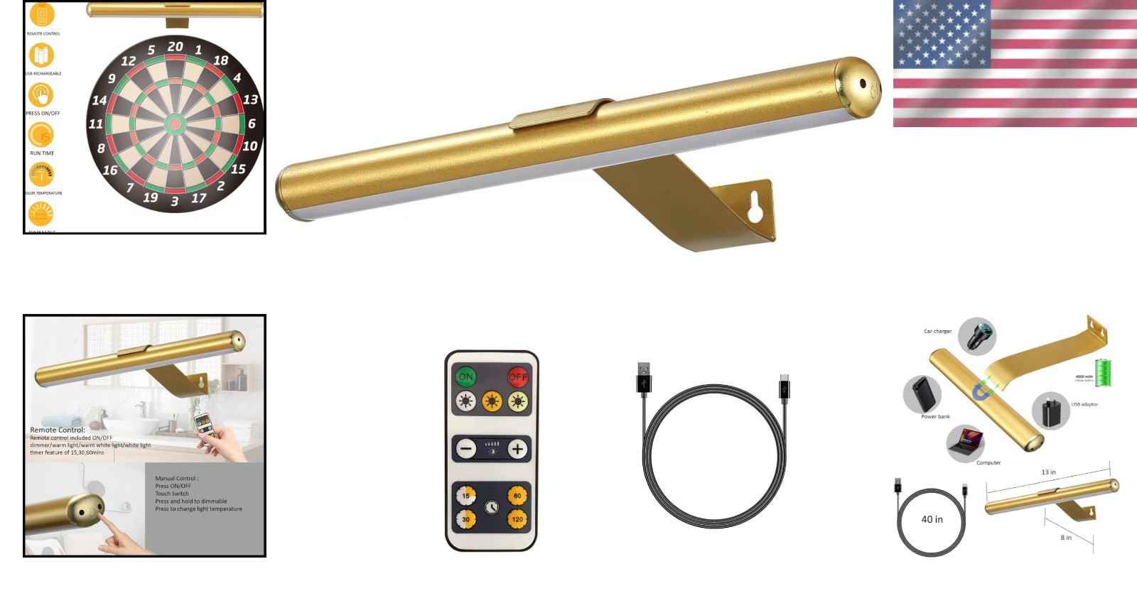 Commercial-Grade Dimmable Art Light – Wireless & Rechargeable, Timer Included