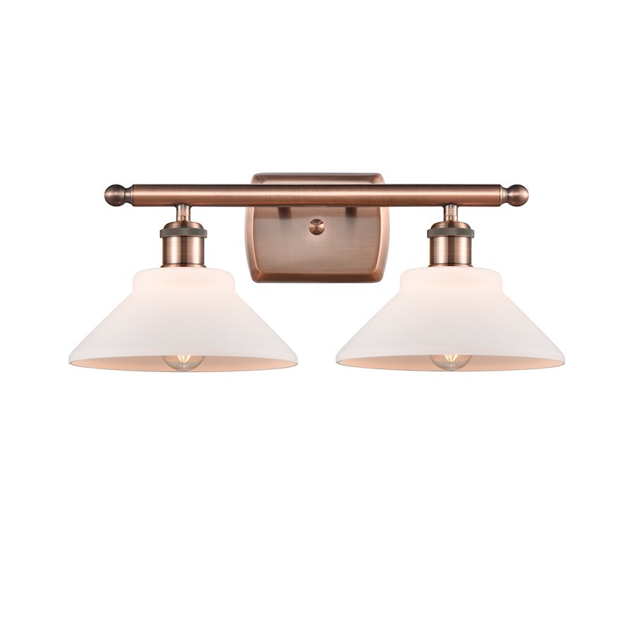 Innovations 2W 131 Orwell 2 Light Bath, A Copper/M White – 516-2W-AC-G131