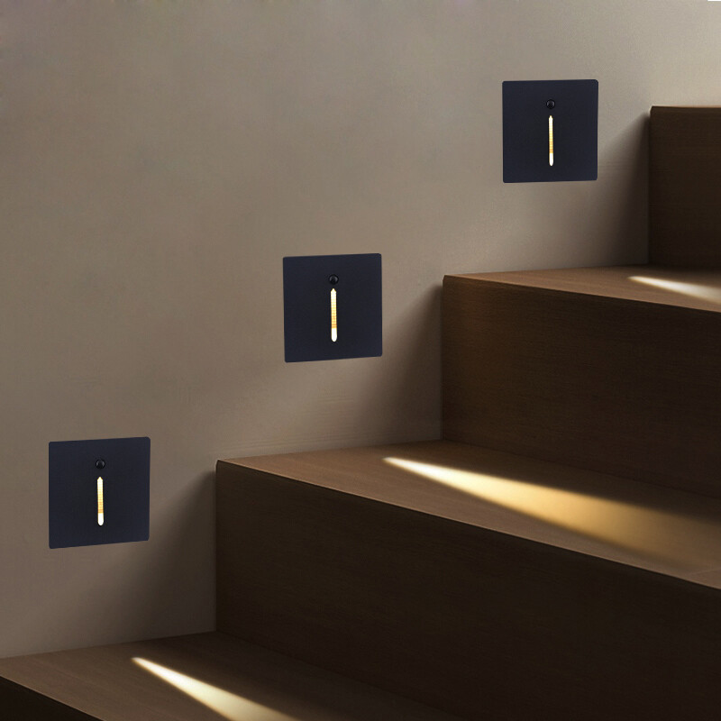 3W LED Wall Fixture Night Light Dusk to Dawn Steps Foot Lamp PIR Motion Sensor