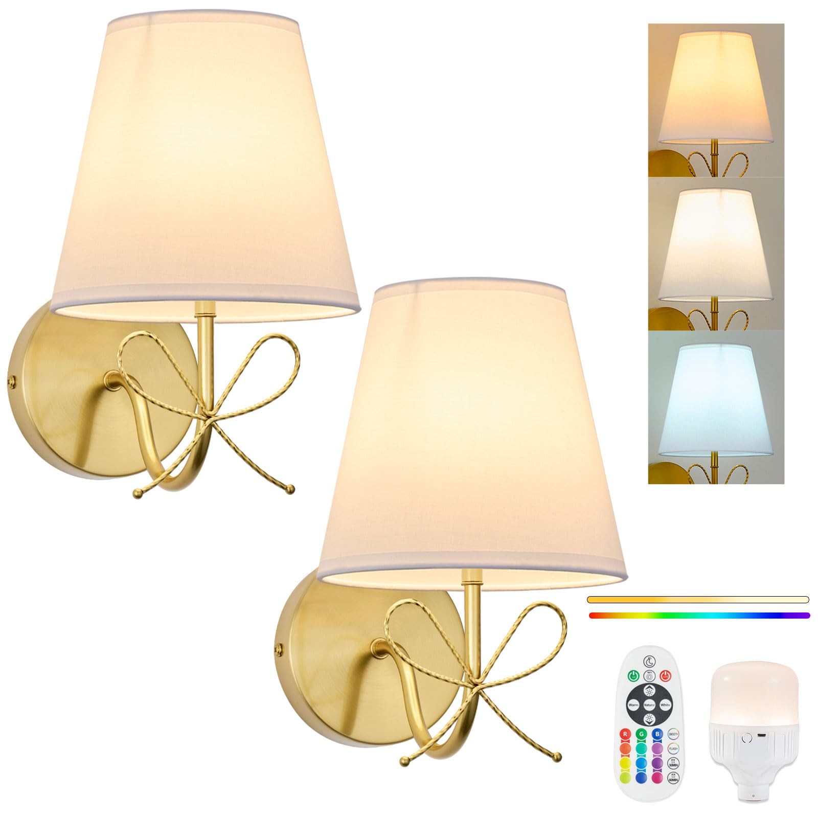 PASSICA DECOR Bow Wireless Battery Operated Wall Sconce Se