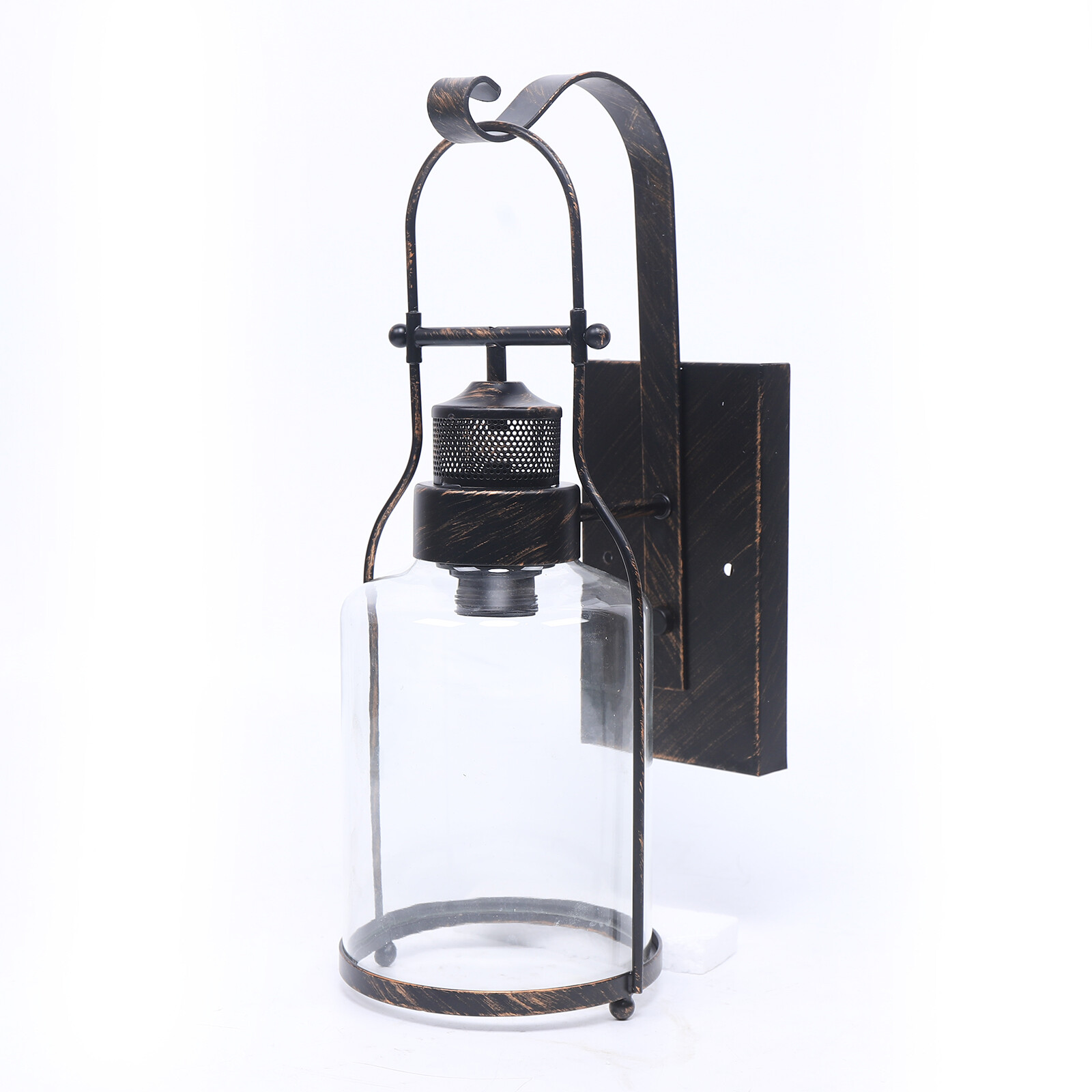 Industrial Rustic Lantern Glass Wall Light Fixture Loft Outdoor Wall Sconce Lamp