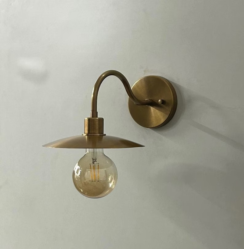 Luminous Elegance Handcrafted Brass Dish Wall Lamp Illuminating Home Decor Light