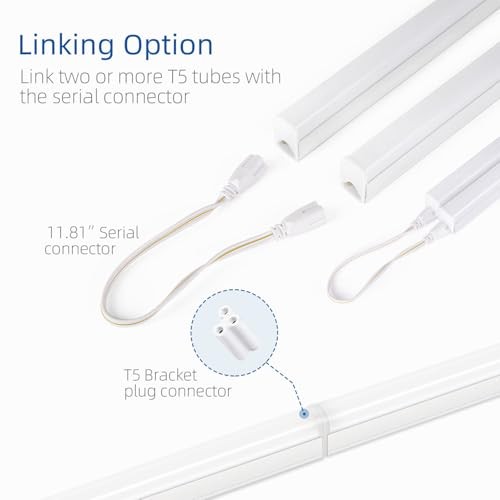 LED Under Cabinet Lighting, 1FT, 5W, 6000K, 500lm, T5 Integrated 1FT-4PACK
