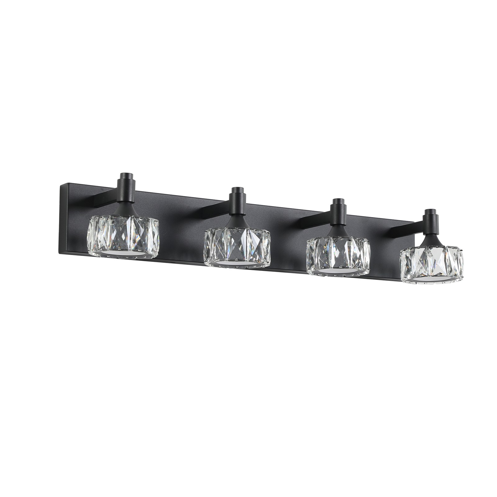 Black 28» Vanity 4 Light Crystal for Bathroom Mirror Wall Lamp Dimmable Fixture