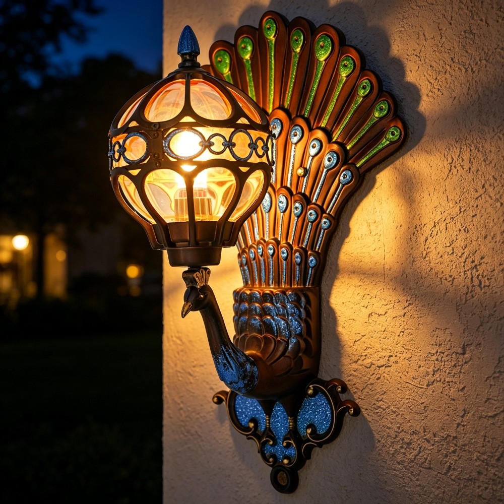 E26 Antique Vintage Peacock Wall Light Waterproof Fixture Wall Sconce Porch Lamp
