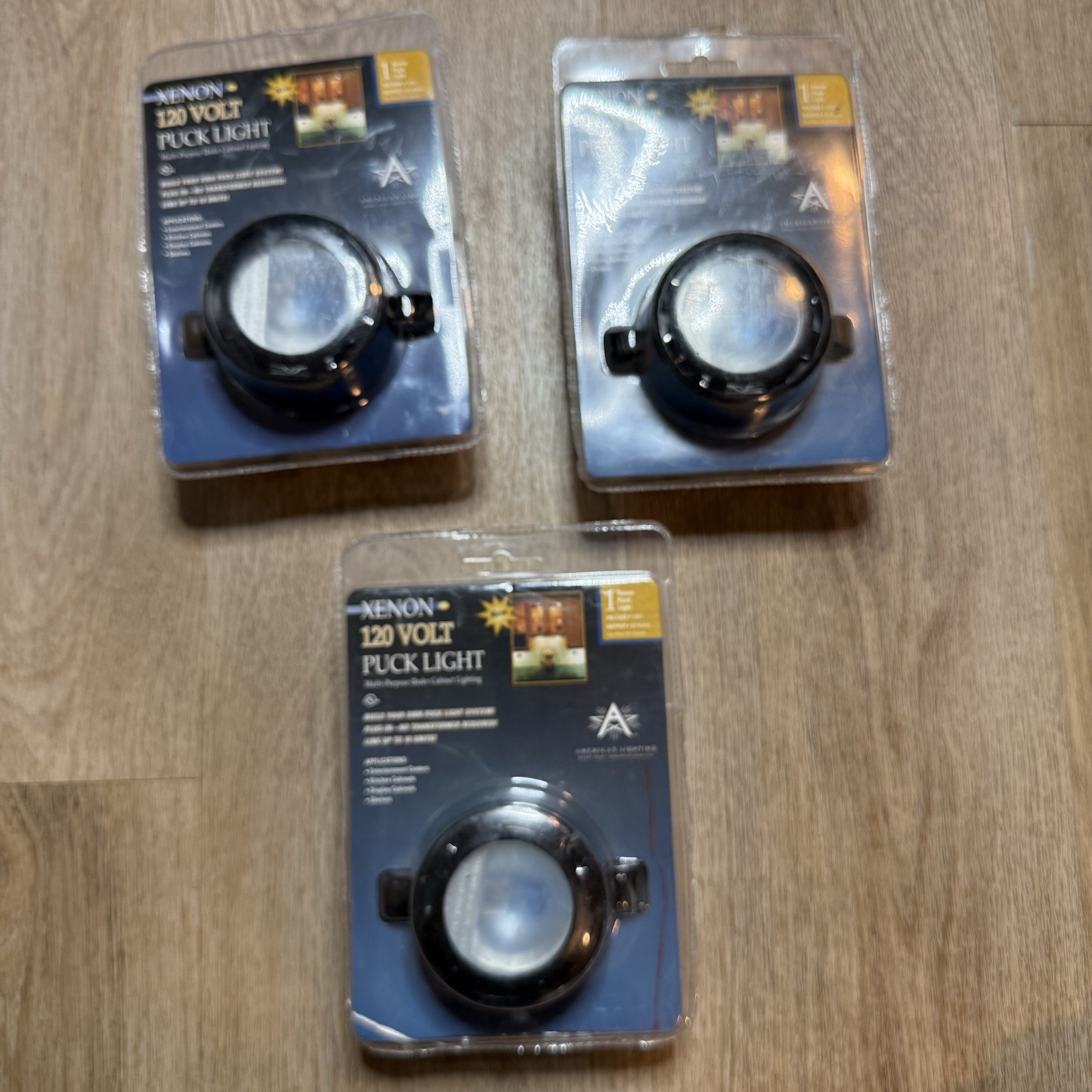 3 Pack American Lighting 20W Xenon Puck Light Power Cord, 120 Volt, Black
