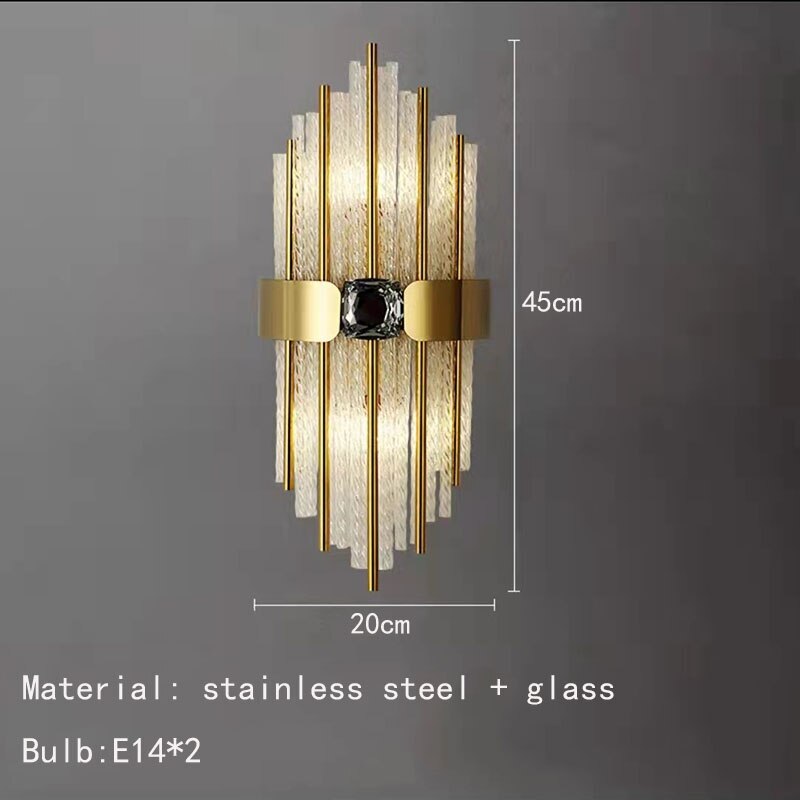Wall Light Stainless steel Clear Glass Sconce E14 Aisle Bedroom Foyer Wall Lamp