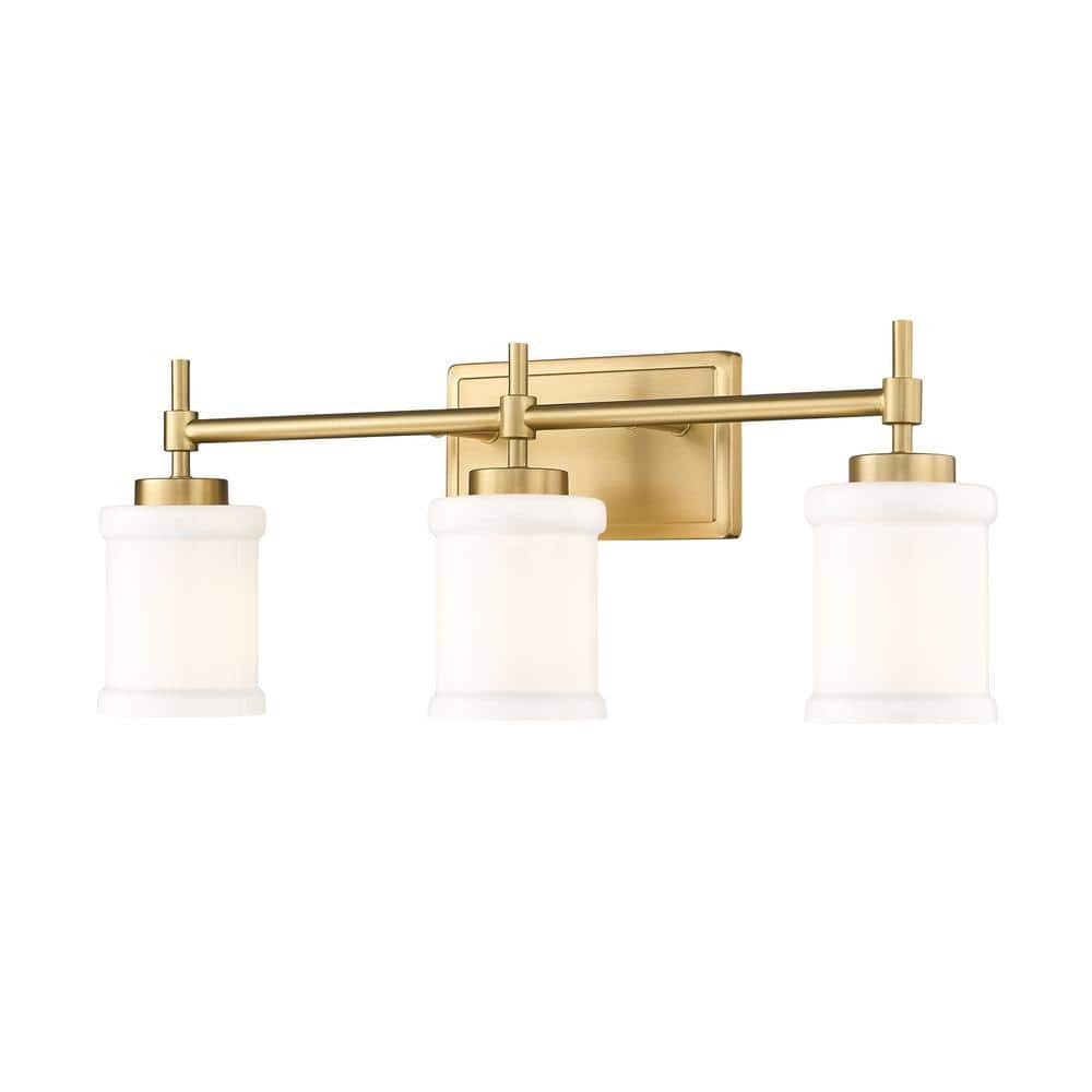 Unbranded Cadoc 23.5″ 3-Light Gold Vanity Light Gloss Opal Glass Shade