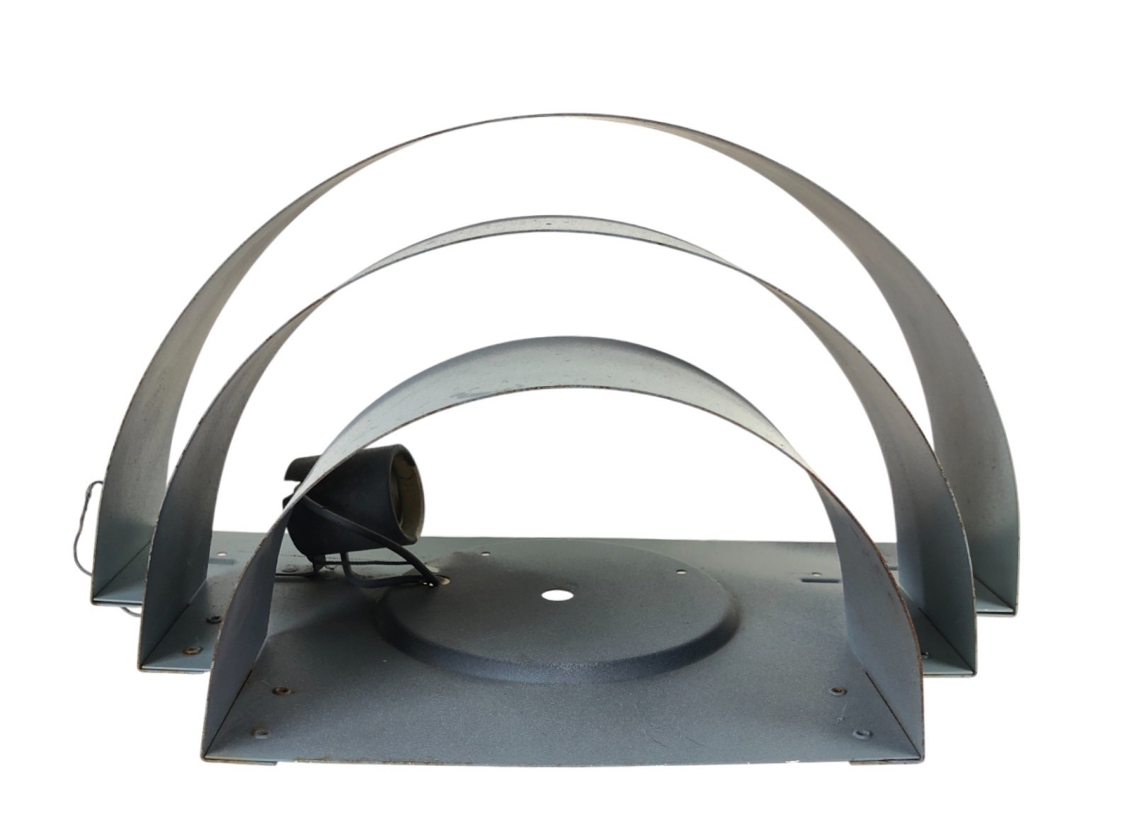 Vintage Art Deco 3 Semicircle Gray – Blue Metal Wall Sconce Light Fixture