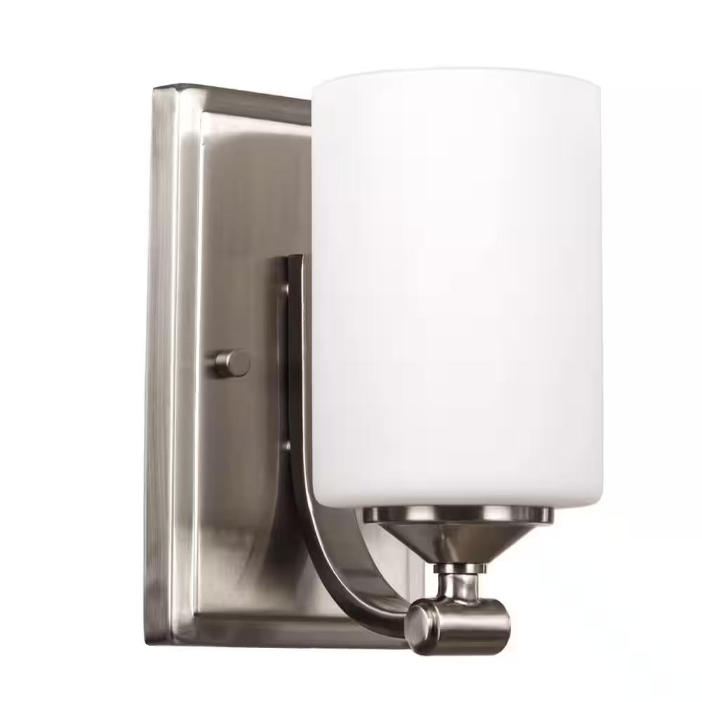 Darlington 4.5 In. 1-Light Brushed Nickel Transitional Wall Sconce with Frosted