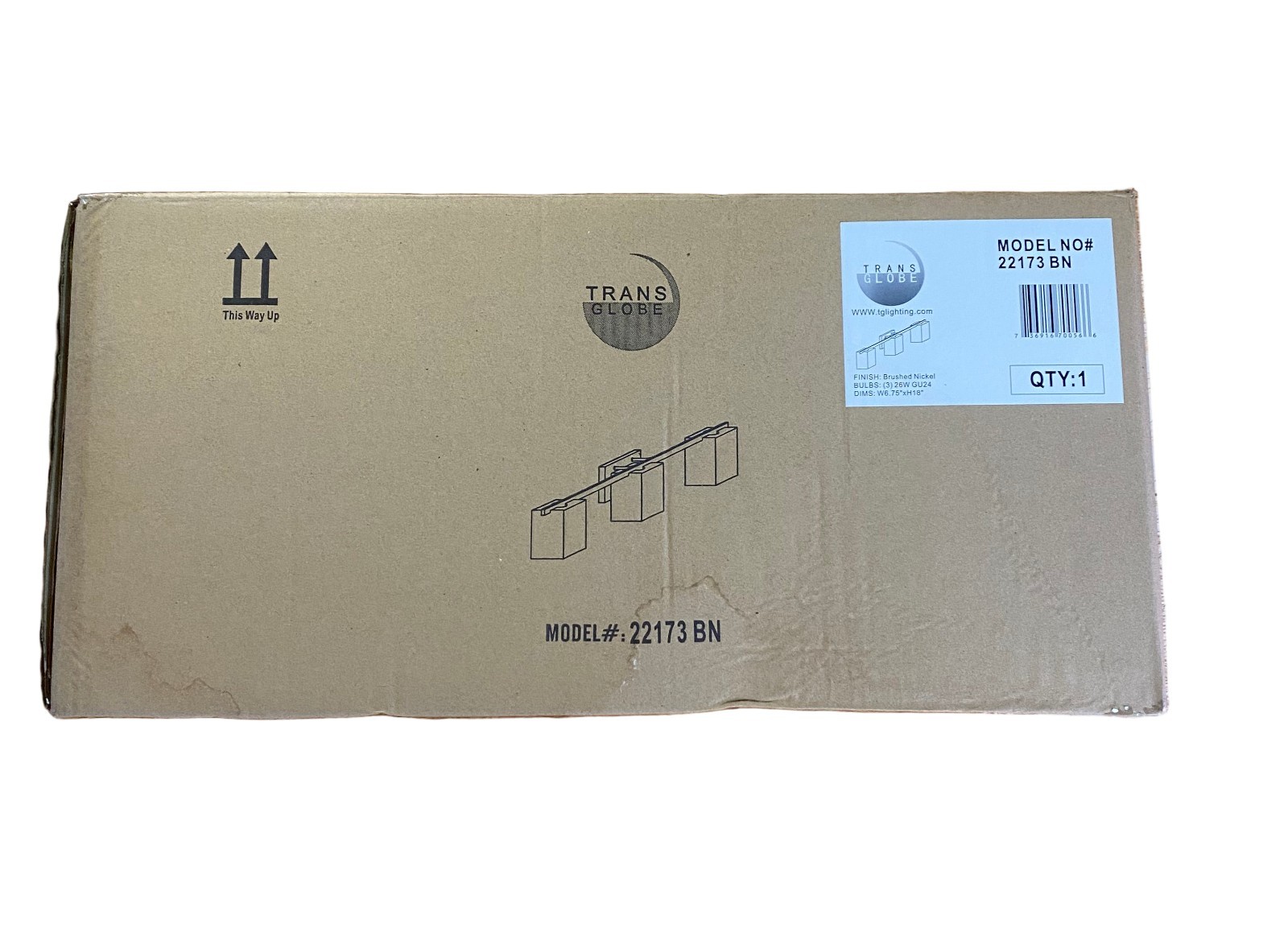 Trans Globe Lighting #22173 Bathroom Vanity Light Brushed Nickel Finish