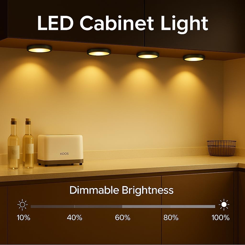 LED Puck Lights, under Cabinet Lighting Black Trim, 3000K Warm White, CRI90+, To